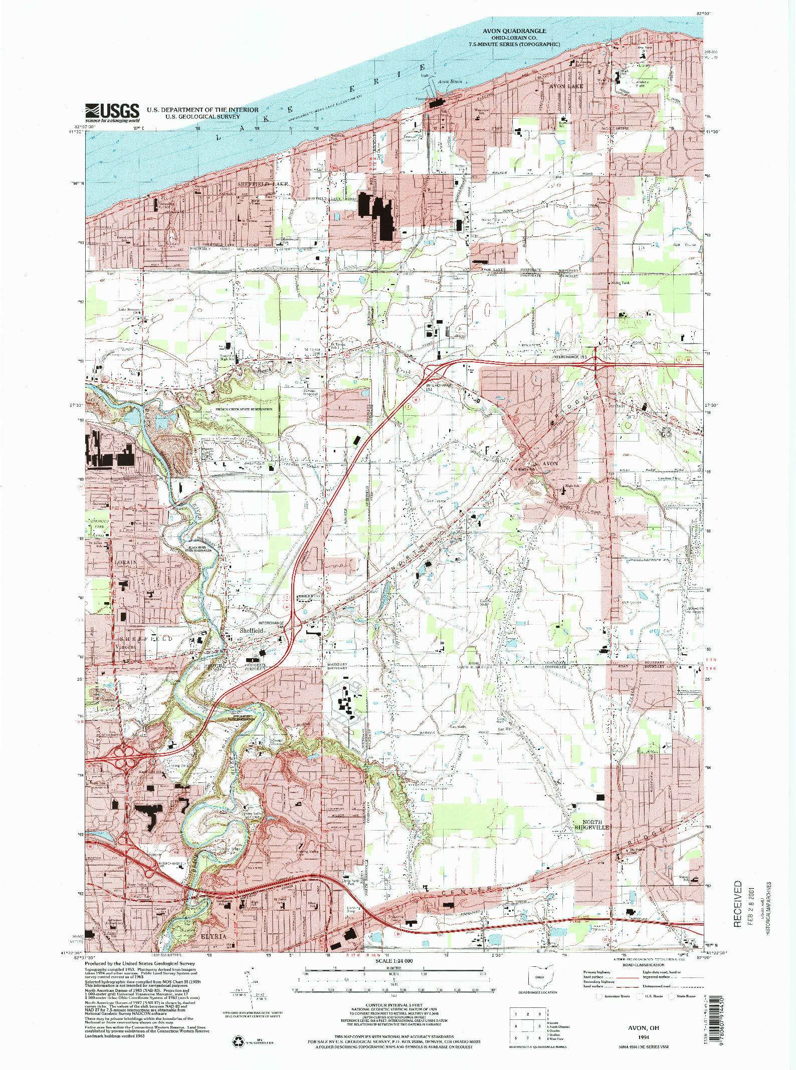 USGS 1:24000-SCALE QUADRANGLE FOR AVON, OH 1994