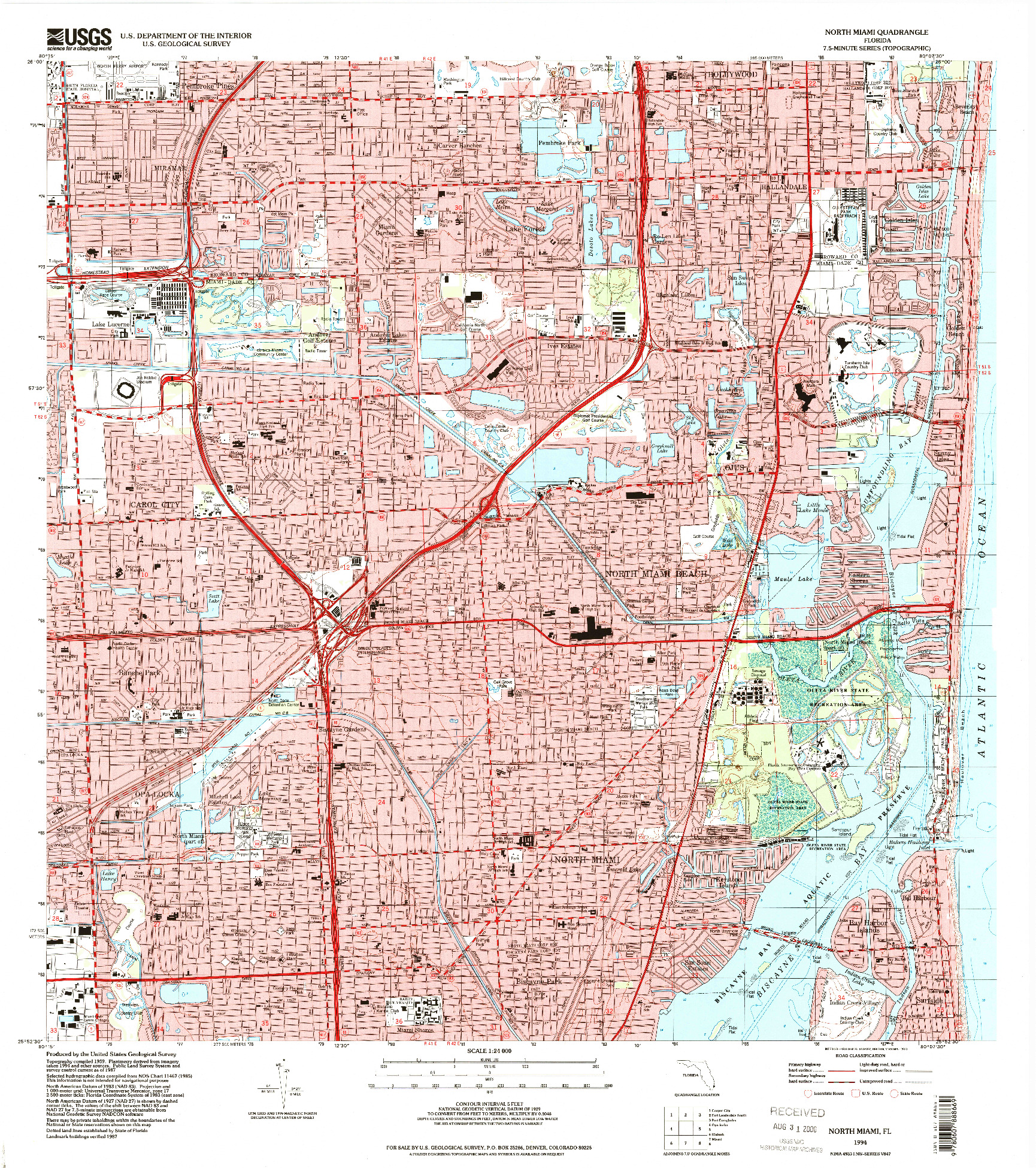 USGS 1:24000-SCALE QUADRANGLE FOR NORTH MIAMI, FL 1994