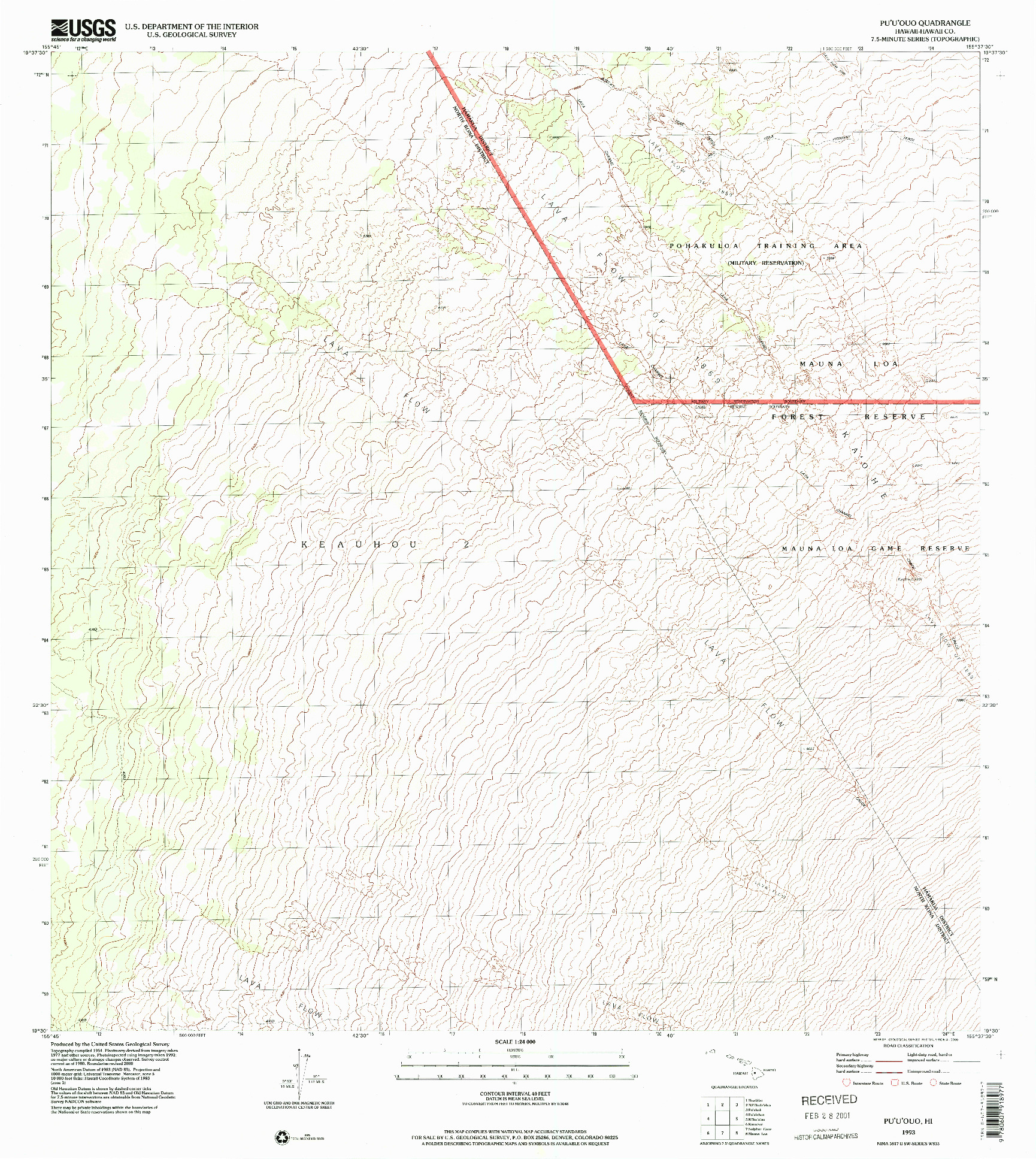 USGS 1:24000-SCALE QUADRANGLE FOR PUUOO, HI 1993