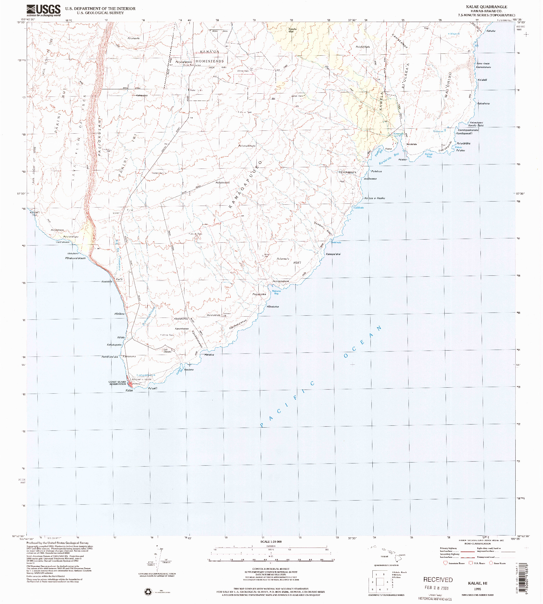 USGS 1:24000-SCALE QUADRANGLE FOR KALAE, HI 1995