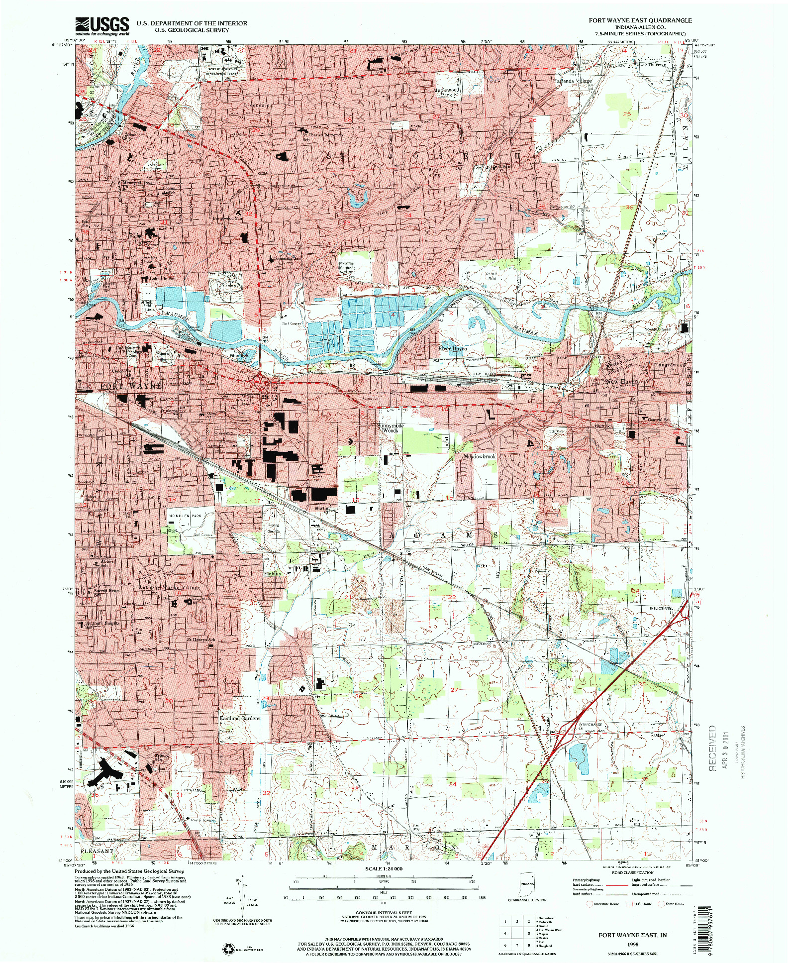 USGS 1:24000-SCALE QUADRANGLE FOR FORT WAYNE EAST, IN 1998
