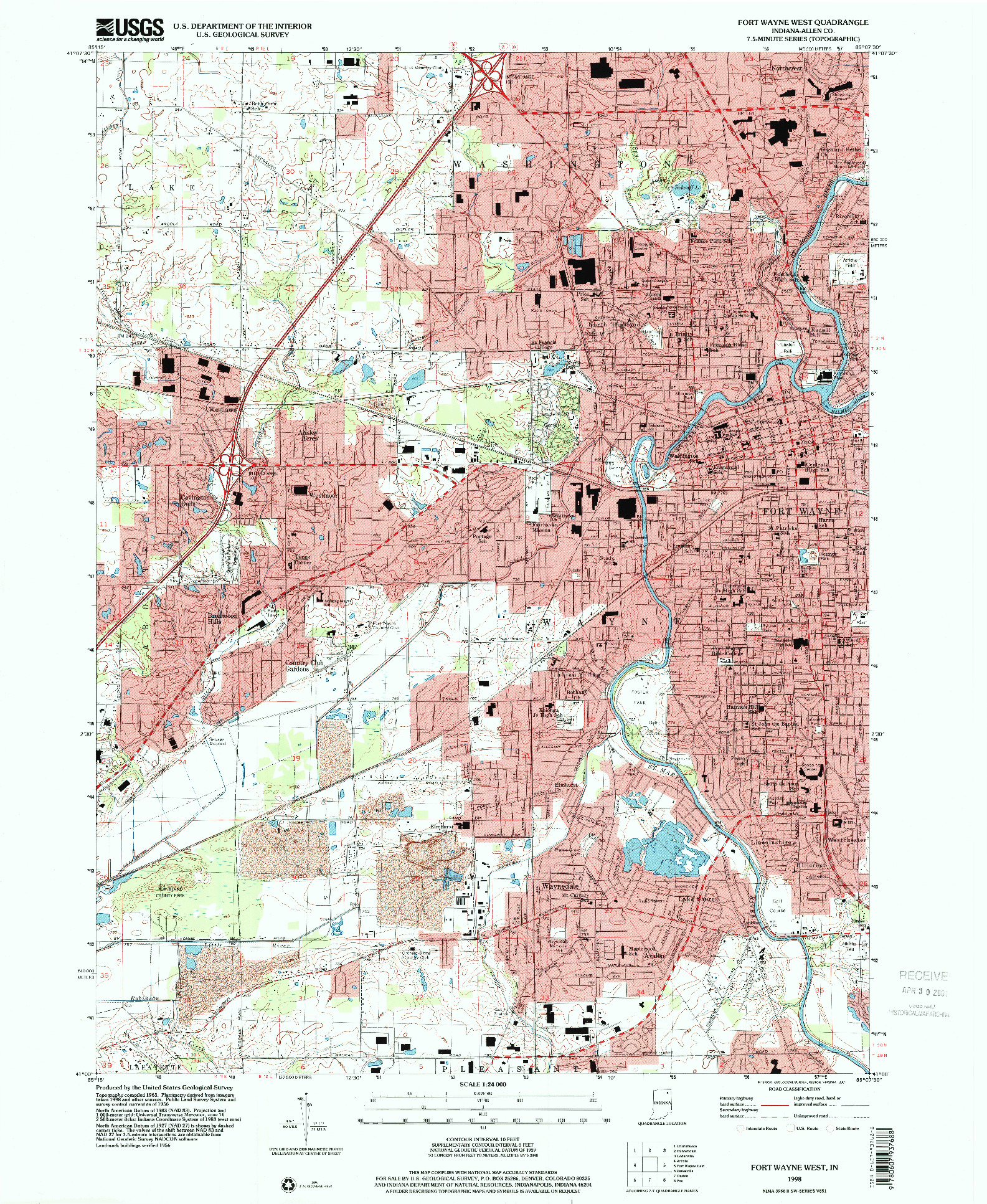 USGS 1:24000-SCALE QUADRANGLE FOR FORT WAYNE WEST, IN 1998