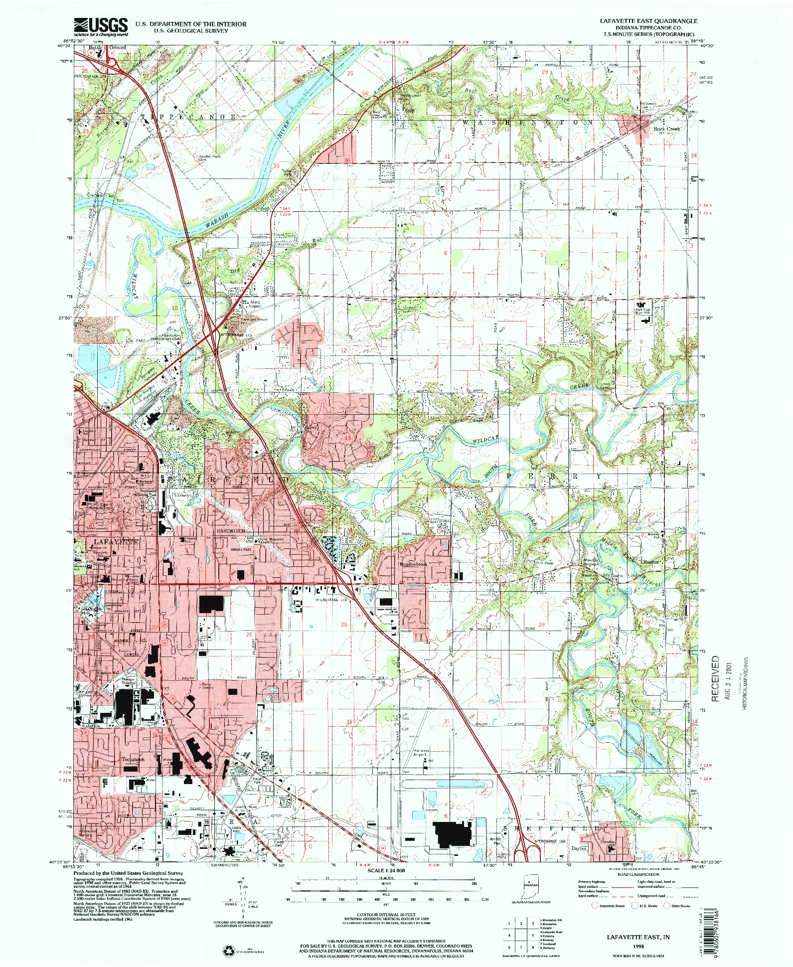 USGS 1:24000-SCALE QUADRANGLE FOR LAFAYETTE EAST, IN 1998