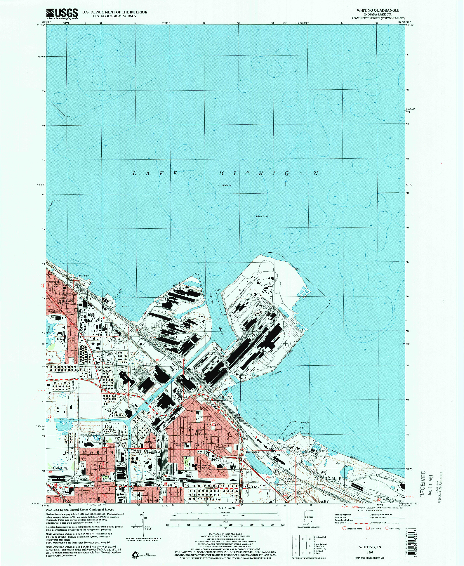 USGS 1:24000-SCALE QUADRANGLE FOR WHITING, IN 1998