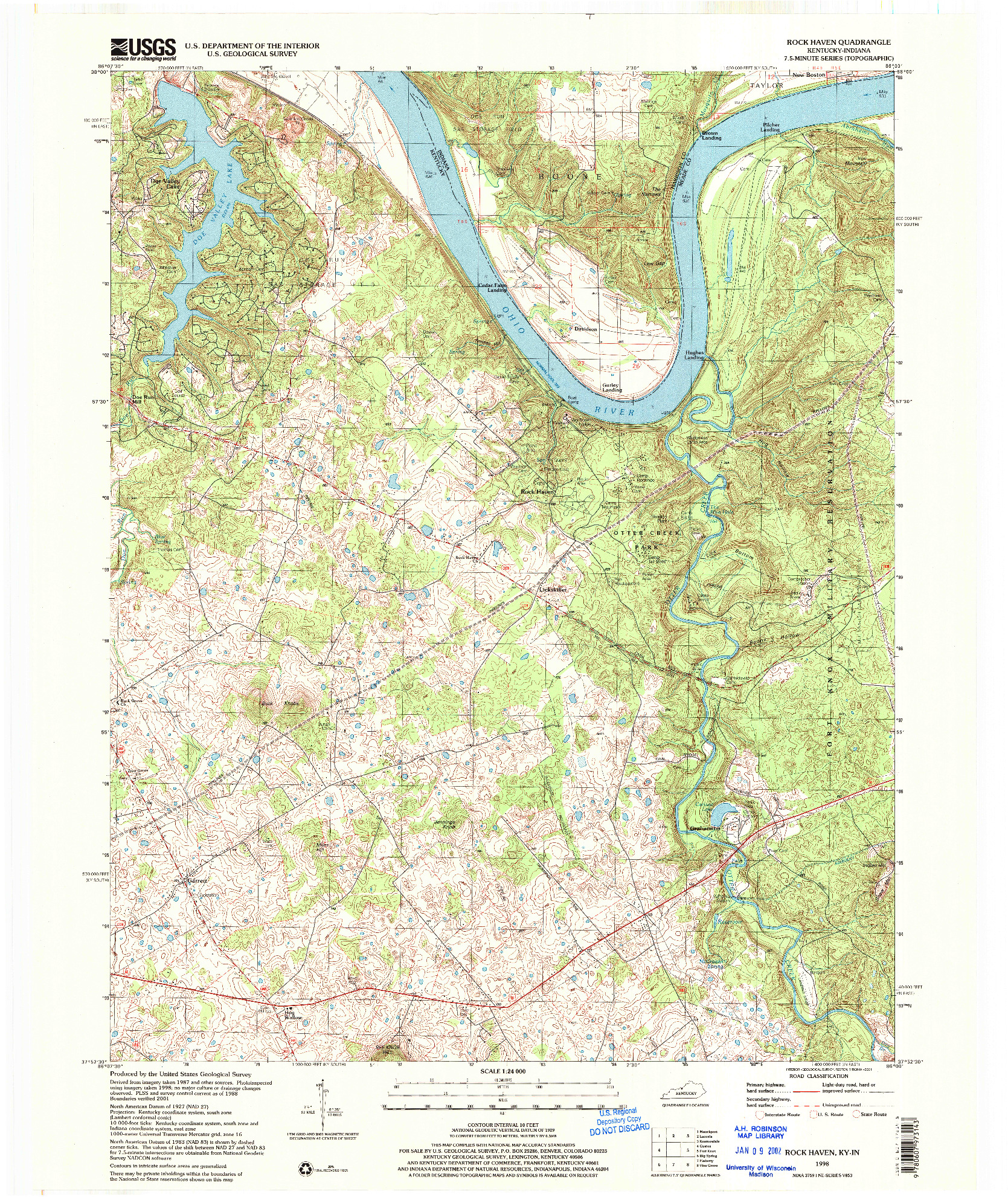 USGS 1:24000-SCALE QUADRANGLE FOR ROCK HAVEN, KY 1998