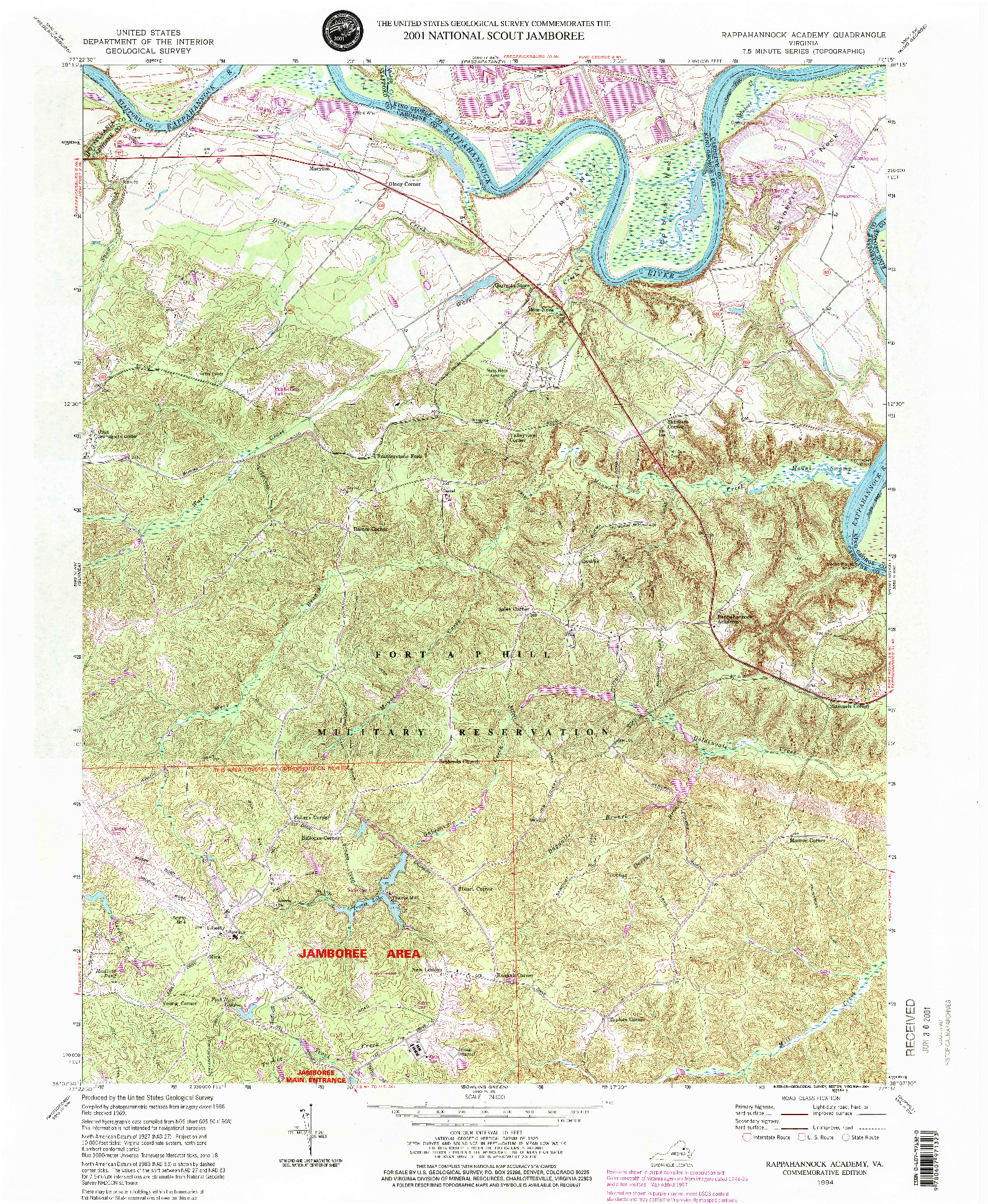 USGS 1:24000-SCALE QUADRANGLE FOR RAPPAHANNOCK ACADEMY, VA 1994