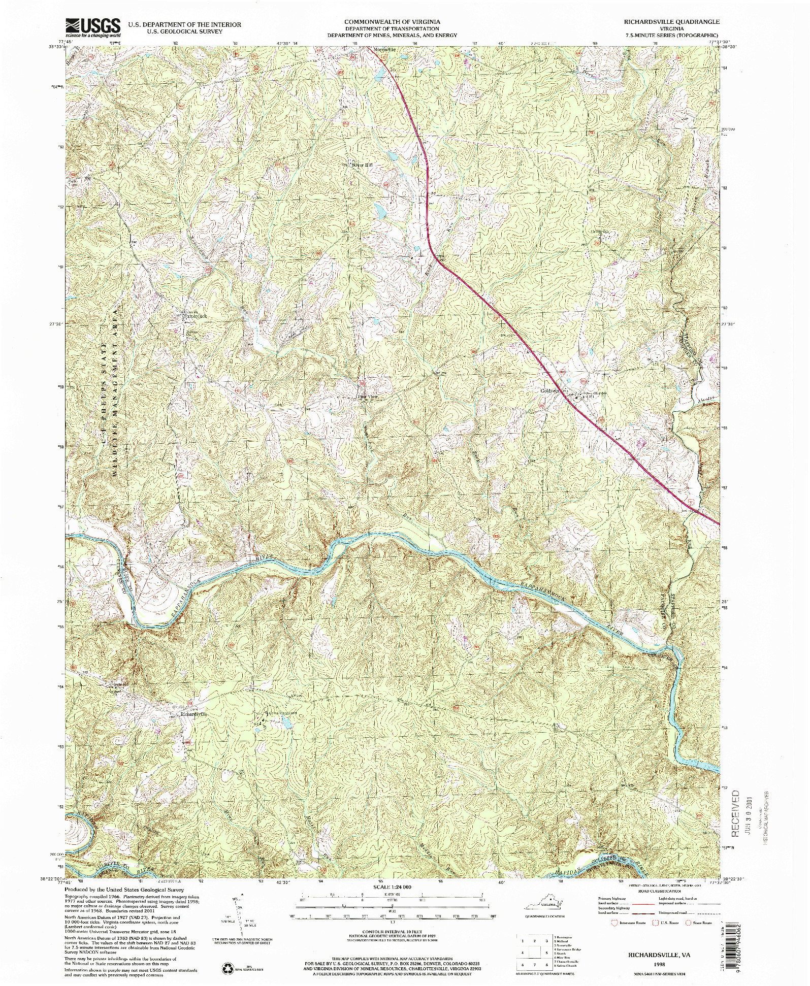 USGS 1:24000-SCALE QUADRANGLE FOR RICHARDSVILLE, VA 1998