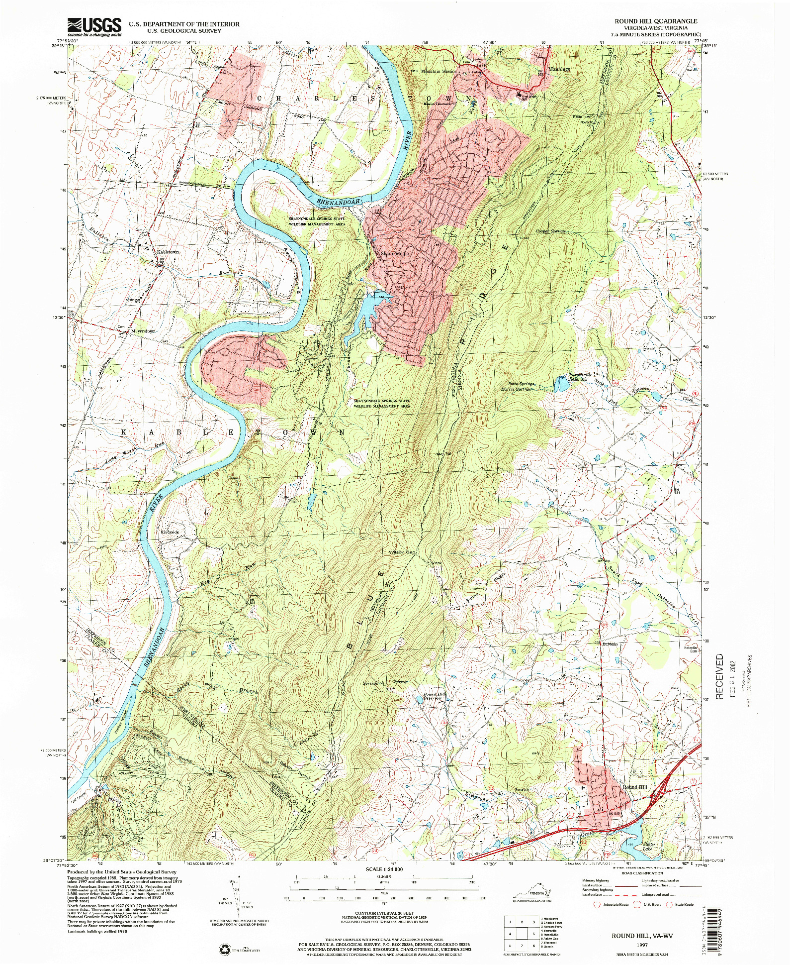 USGS 1:24000-SCALE QUADRANGLE FOR ROUND HILL, VA 1997