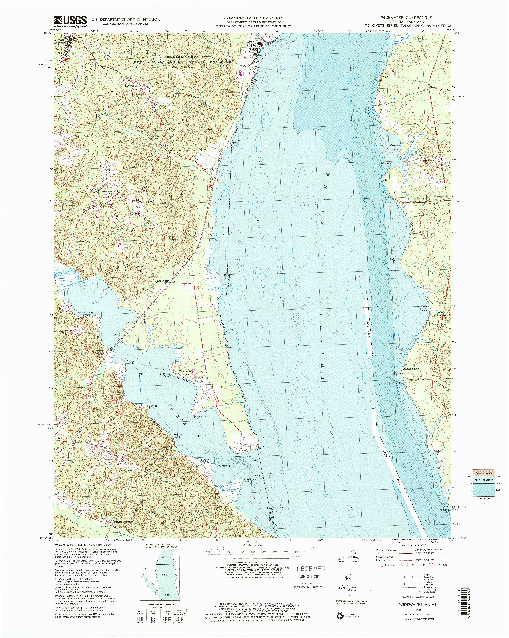 USGS 1:24000-SCALE QUADRANGLE FOR WIDEWATER, VA 1998