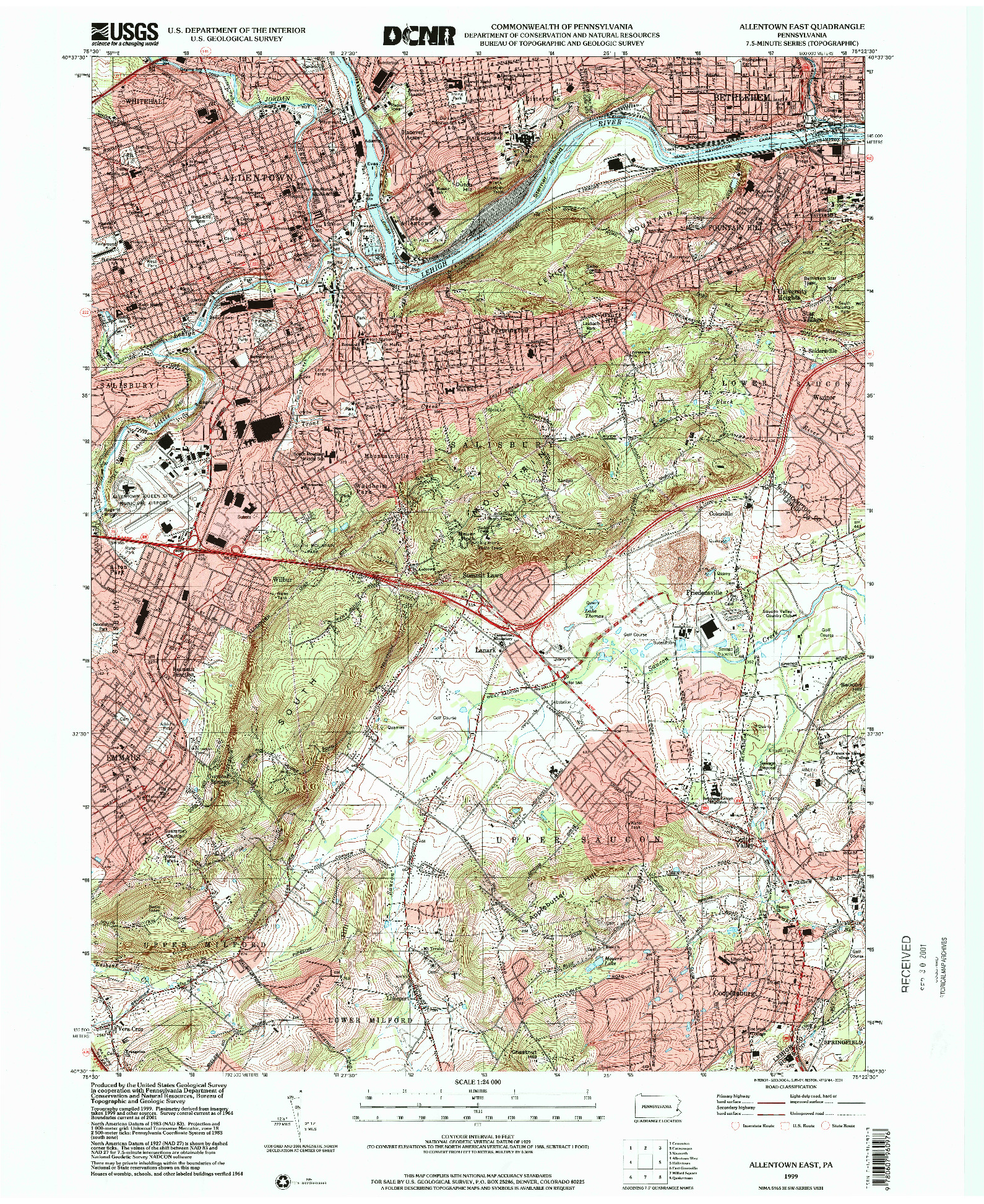 USGS 1:24000-SCALE QUADRANGLE FOR ALLENTOWN EAST, PA 1999