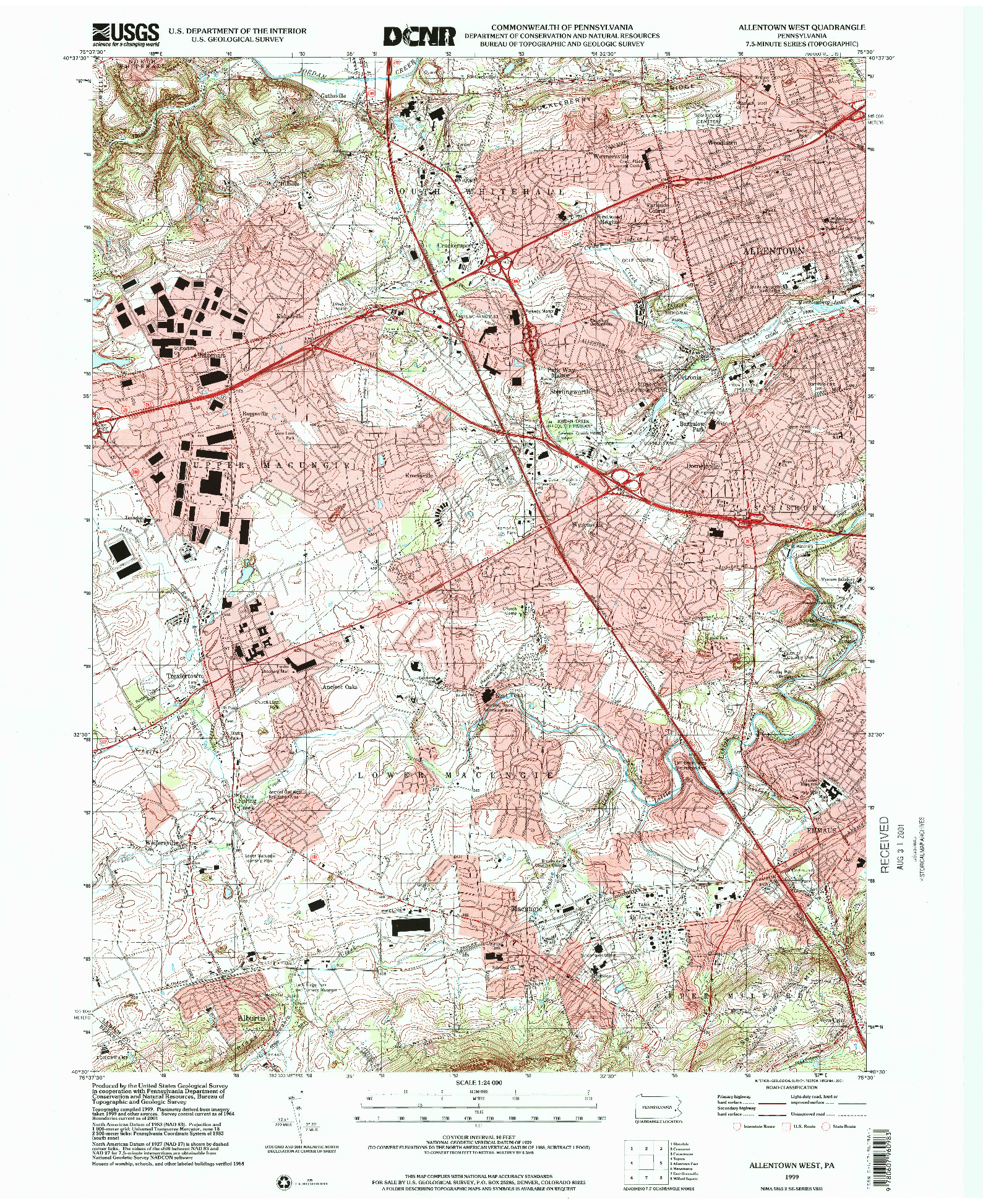 USGS 1:24000-SCALE QUADRANGLE FOR ALLENTOWN WEST, PA 1999