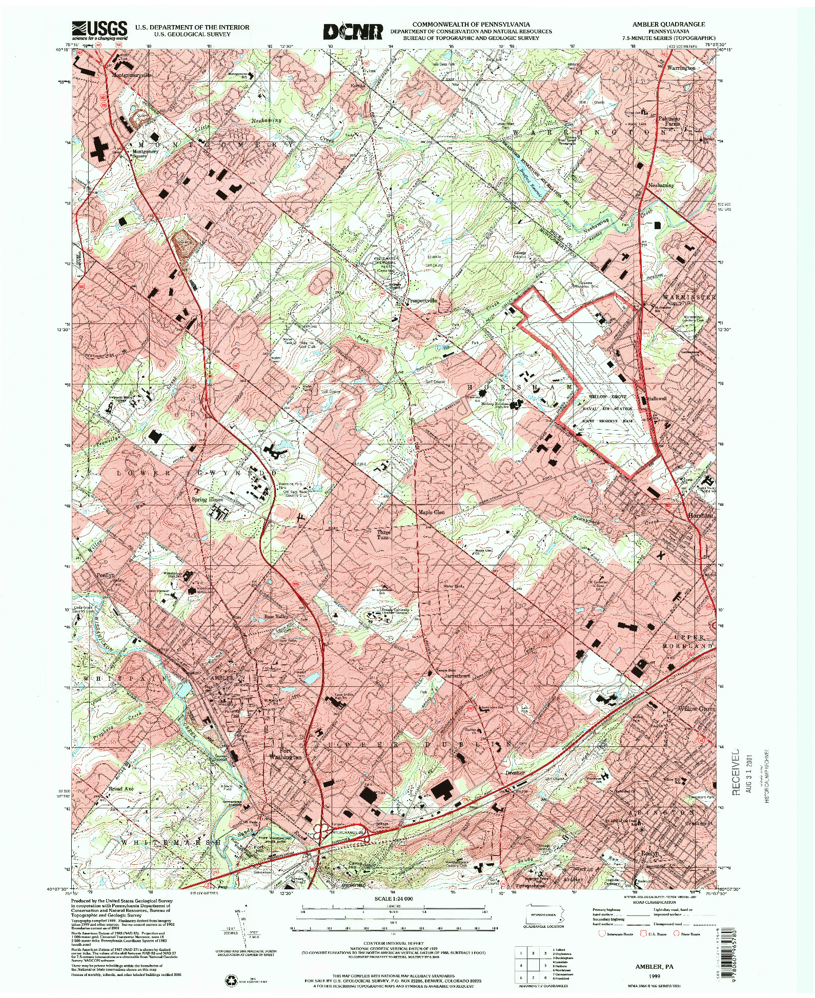 USGS 1:24000-SCALE QUADRANGLE FOR AMBLER, PA 1999