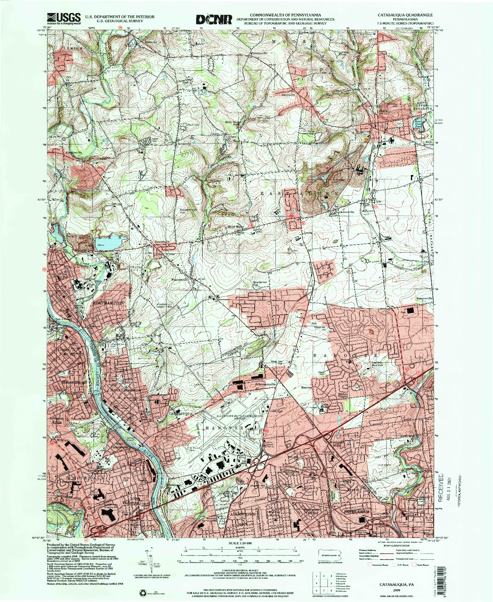 USGS 1:24000-SCALE QUADRANGLE FOR CATASAUQUA, PA 1999