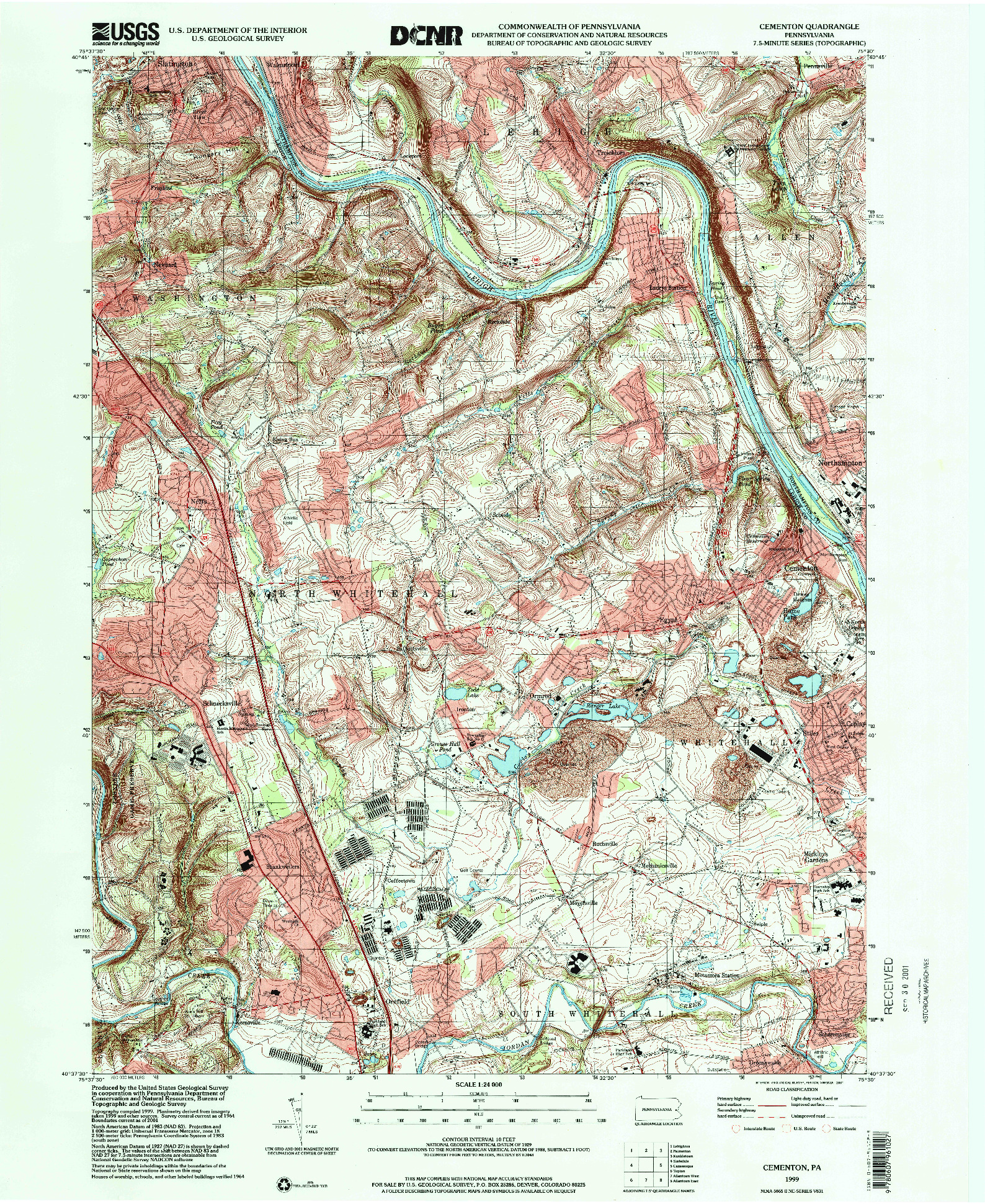 USGS 1:24000-SCALE QUADRANGLE FOR CEMENTON, PA 1999