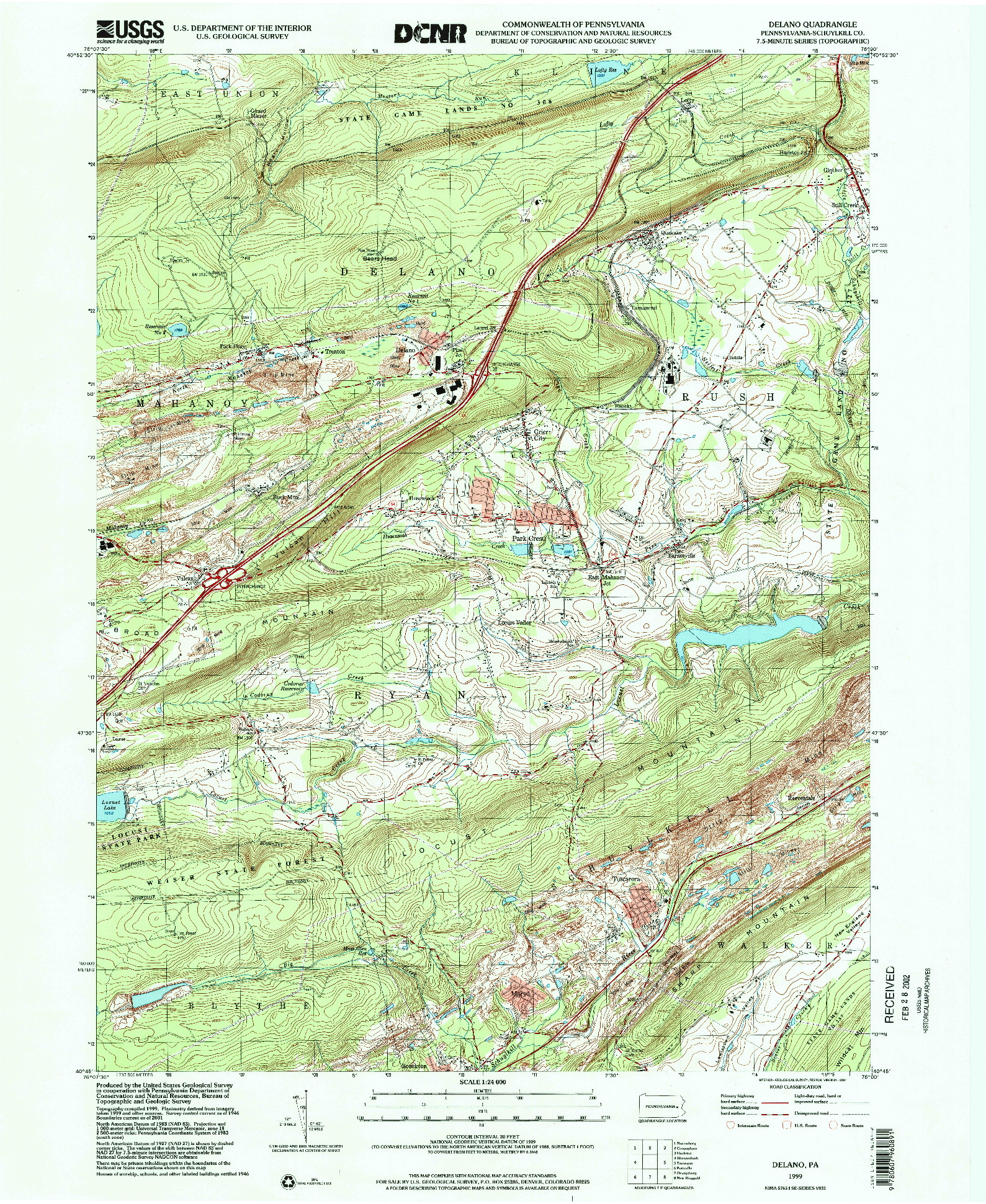 USGS 1:24000-SCALE QUADRANGLE FOR DELANO, PA 1999
