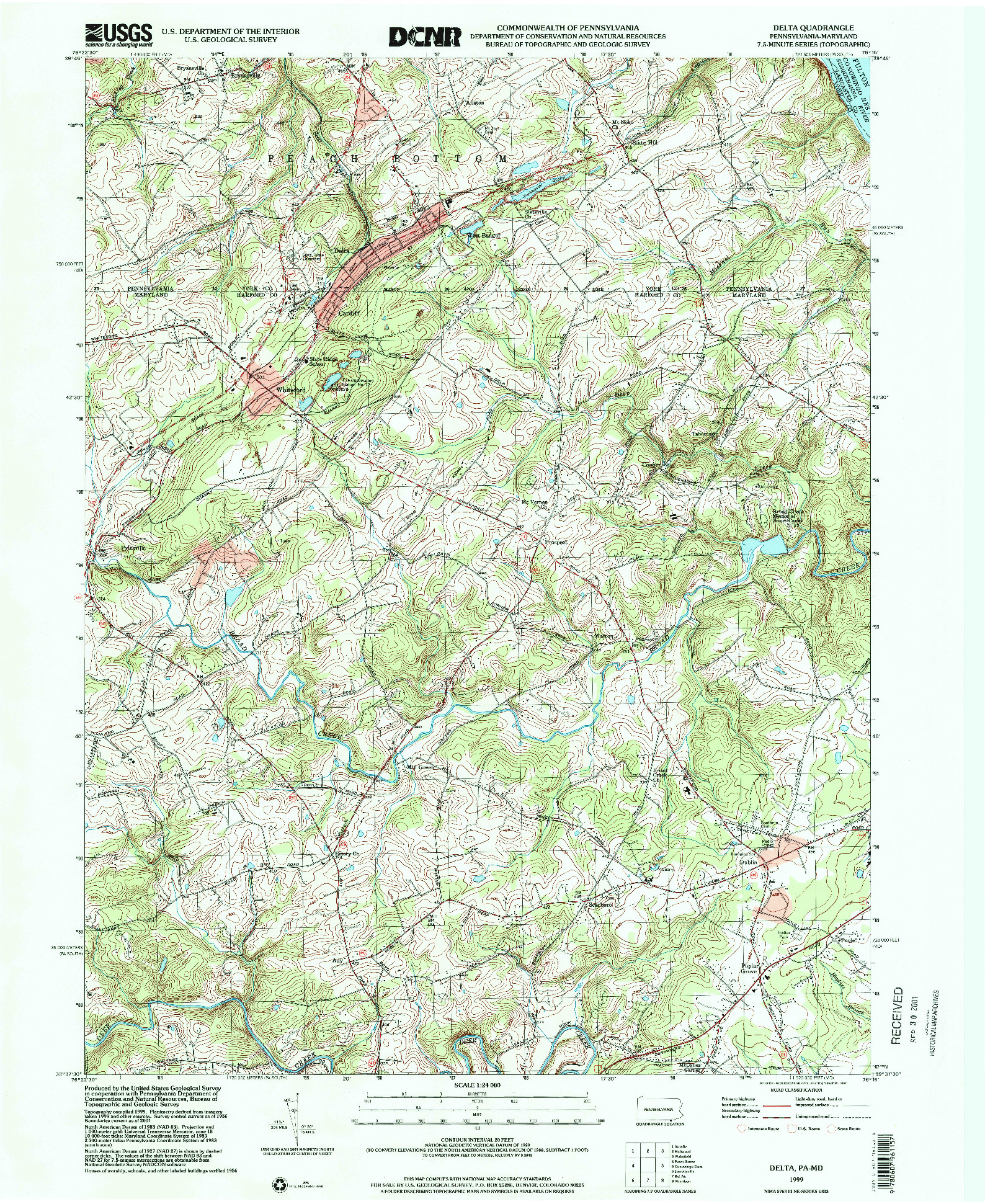 USGS 1:24000-SCALE QUADRANGLE FOR DELTA, PA 1999