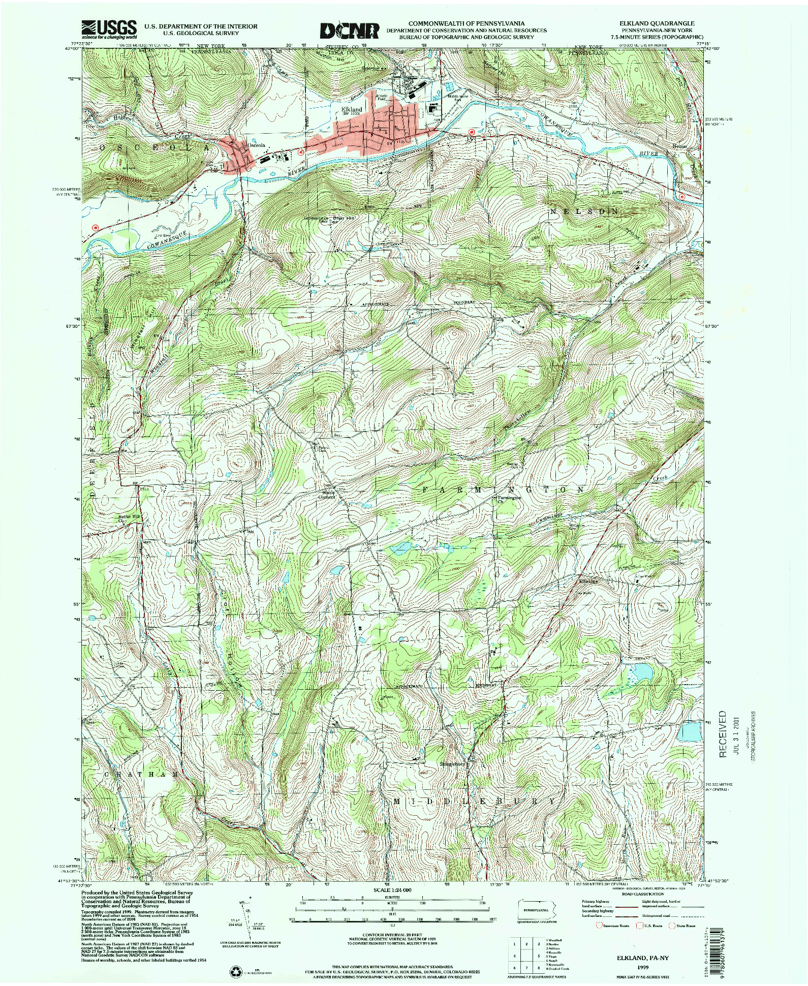 USGS 1:24000-SCALE QUADRANGLE FOR ELKLAND, PA 1999