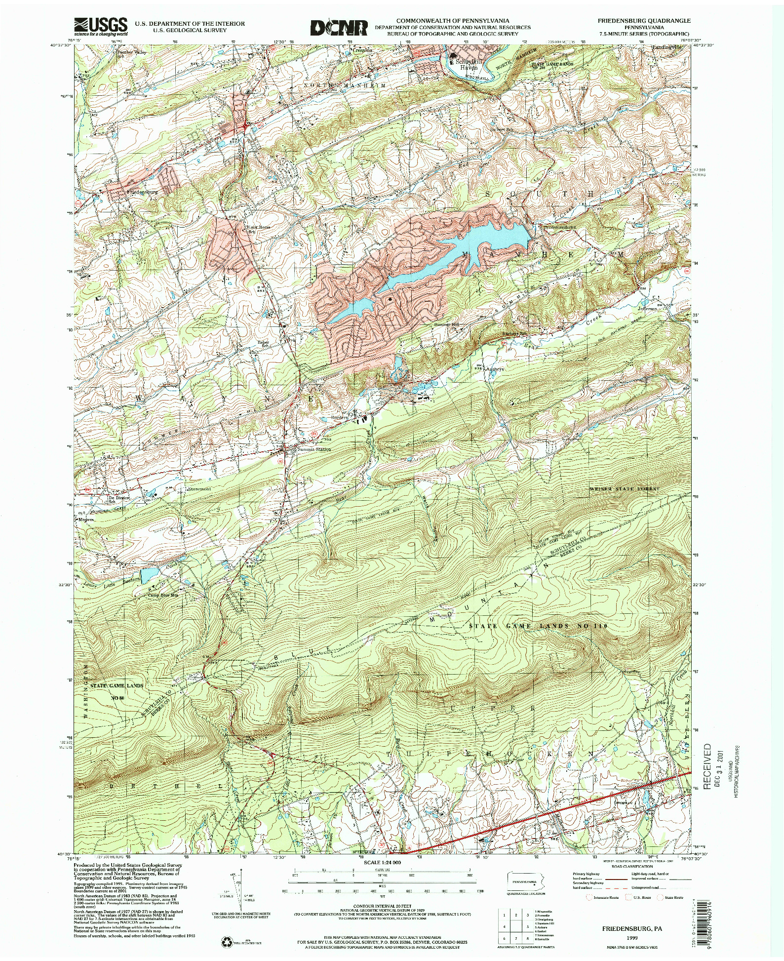 USGS 1:24000-SCALE QUADRANGLE FOR FRIEDENSBURG, PA 1999