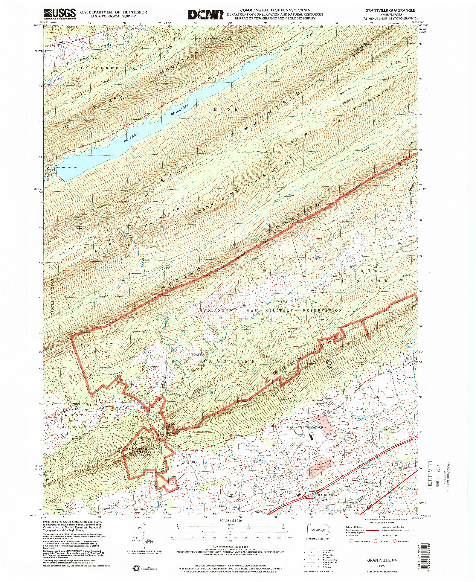 USGS 1:24000-SCALE QUADRANGLE FOR GRANTVILLE, PA 1999