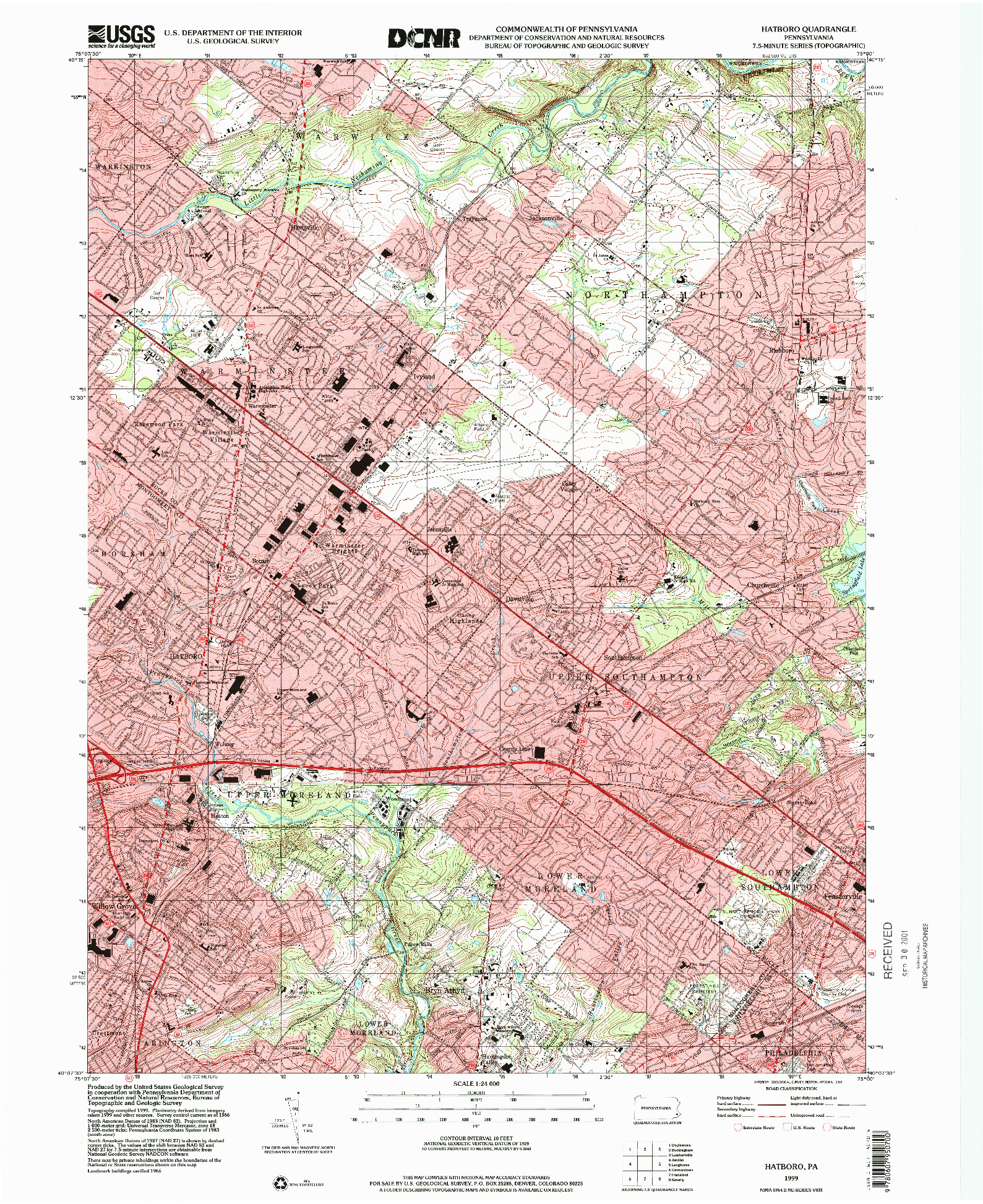 USGS 1:24000-SCALE QUADRANGLE FOR HATBORO, PA 1999