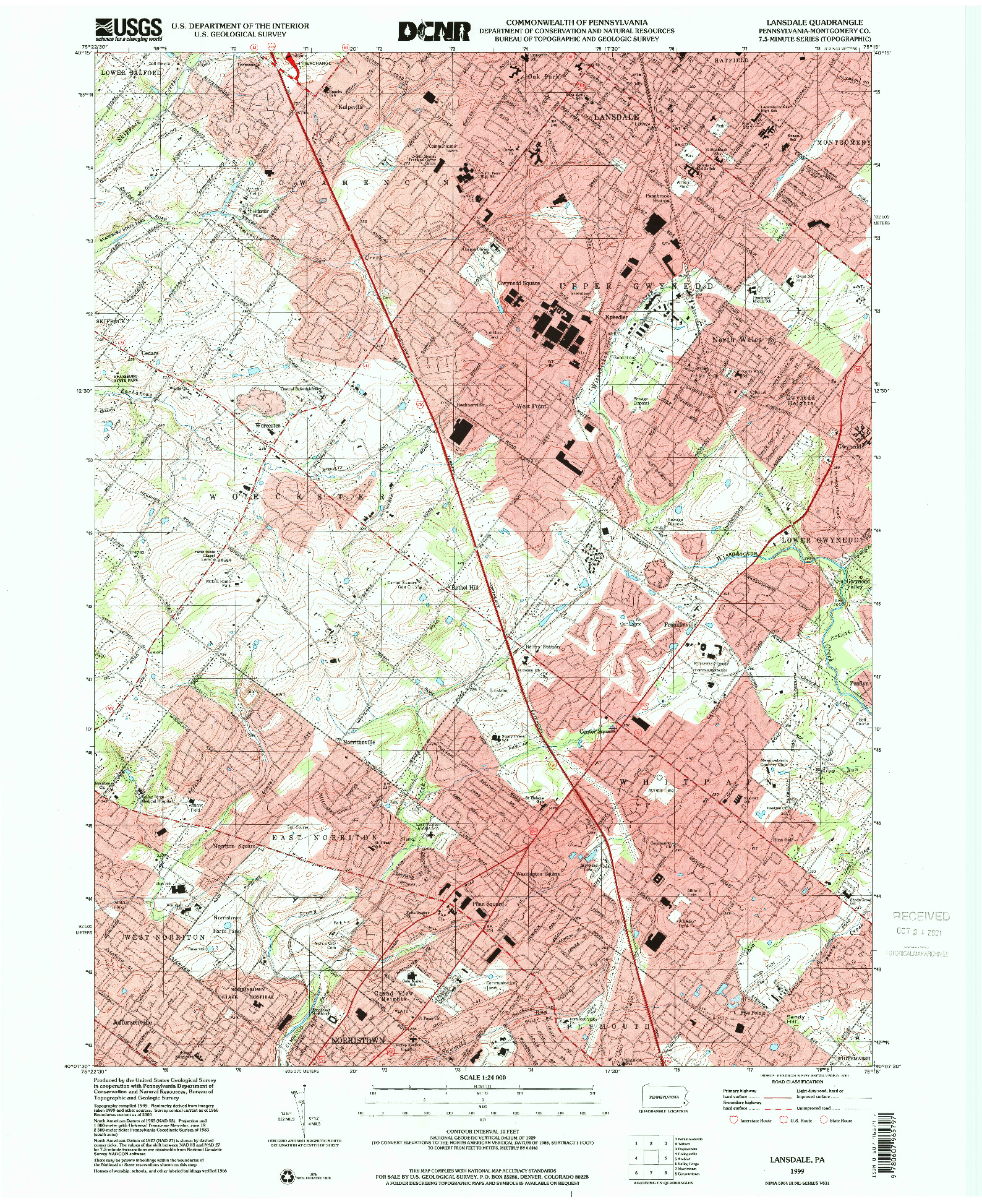 USGS 1:24000-SCALE QUADRANGLE FOR LANSDALE, PA 1999