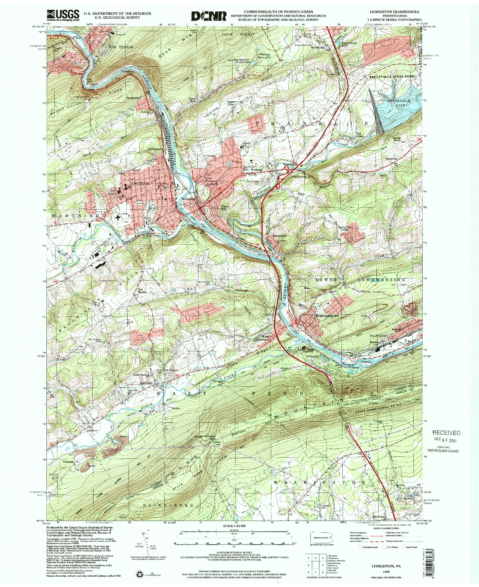 USGS 1:24000-SCALE QUADRANGLE FOR LEHIGHTON, PA 1999