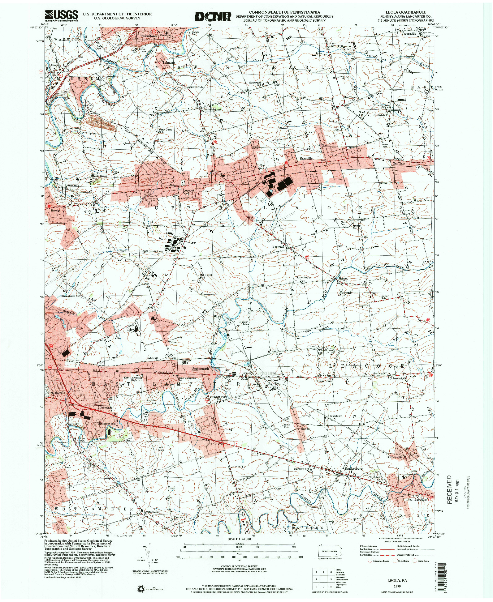 USGS 1:24000-SCALE QUADRANGLE FOR LEOLA, PA 1999