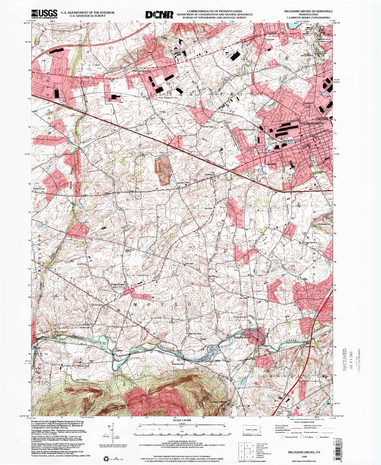 USGS 1:24000-SCALE QUADRANGLE FOR MECHANICSBURG, PA 1999