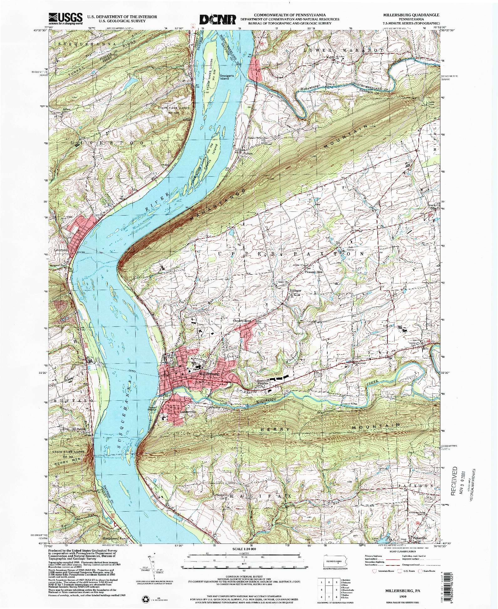 USGS 1:24000-SCALE QUADRANGLE FOR MILLERSBURG, PA 1999