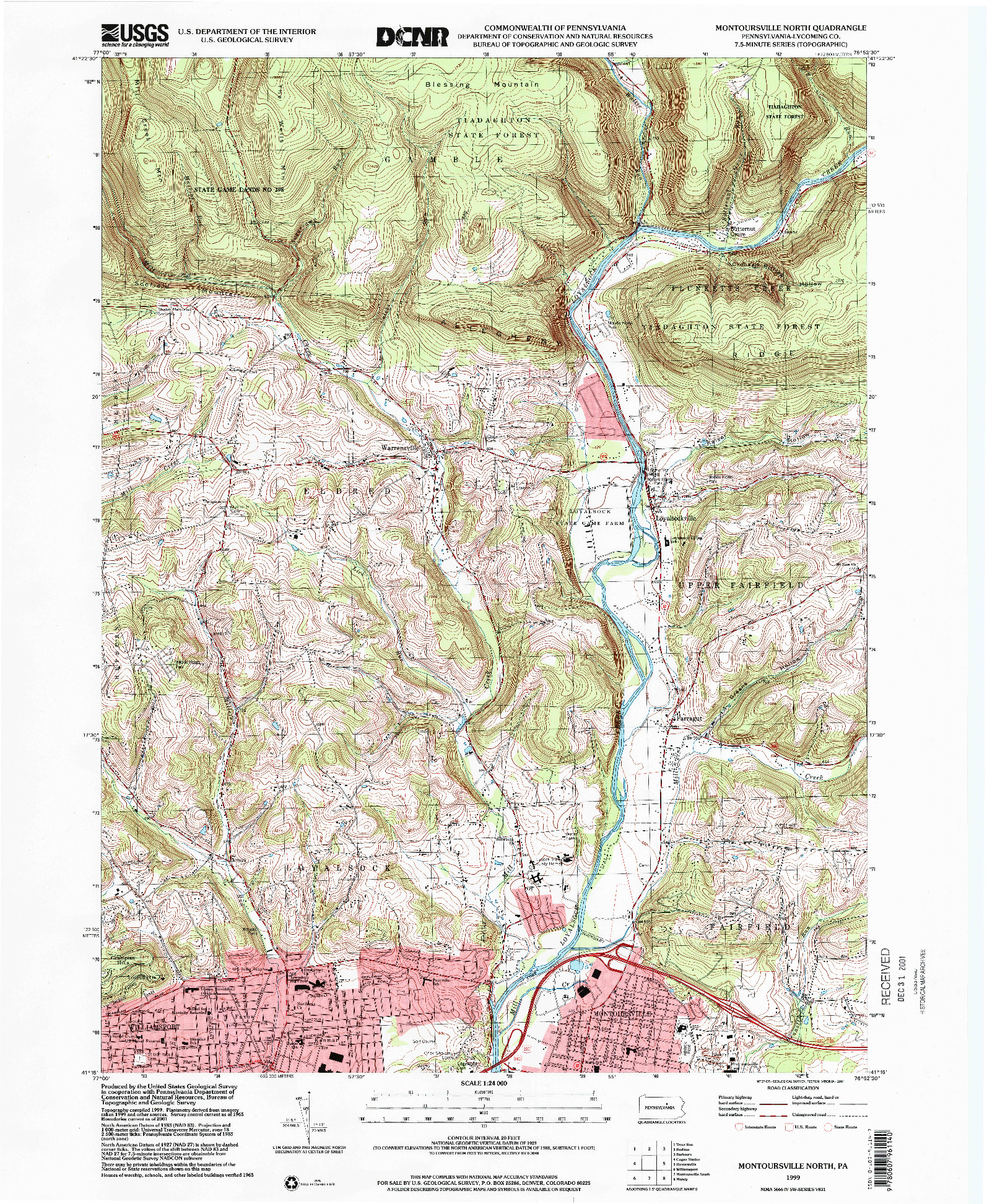 USGS 1:24000-SCALE QUADRANGLE FOR MONTOURSVILLE NORTH, PA 1999