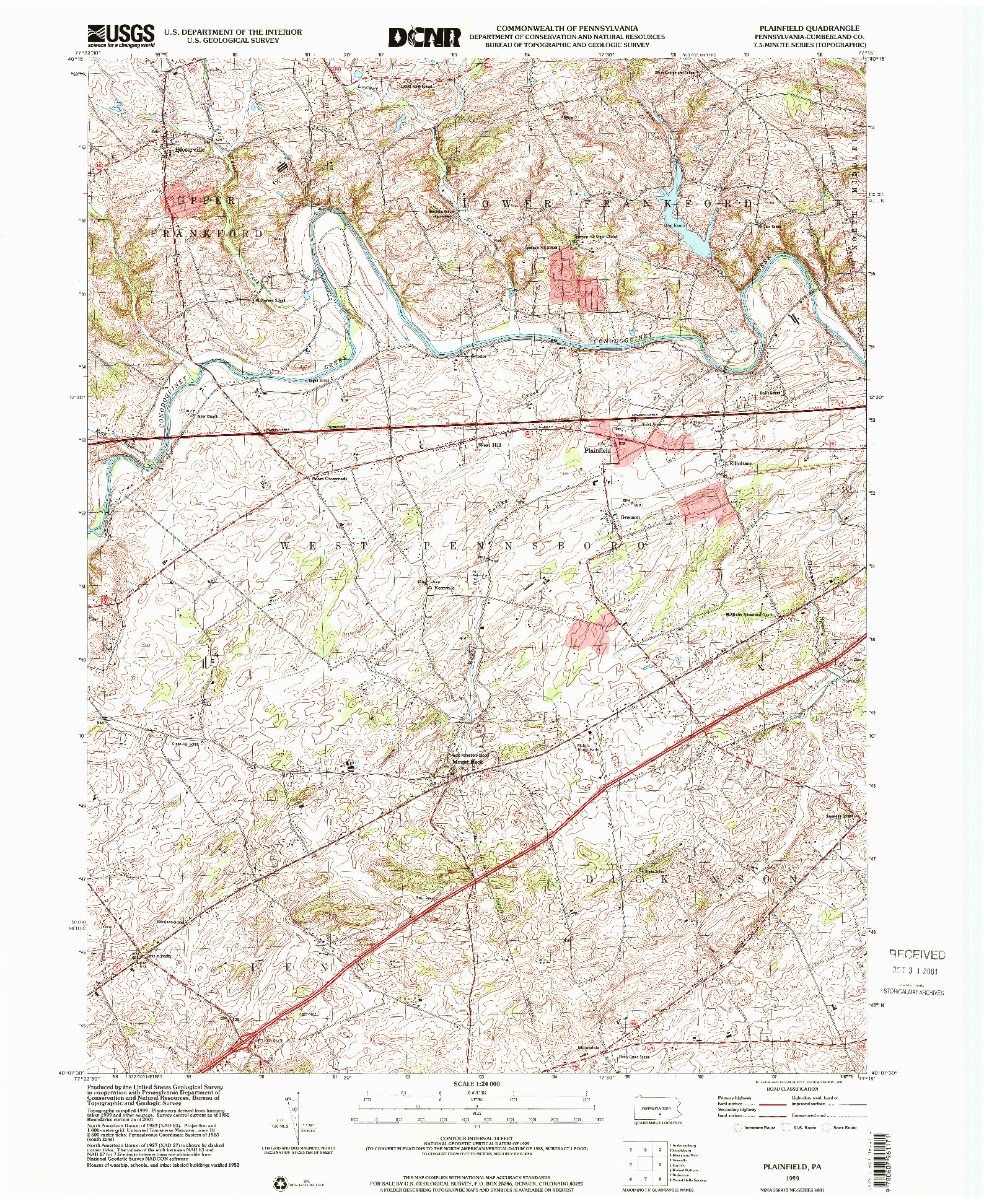 USGS 1:24000-SCALE QUADRANGLE FOR PLAINFIELD, PA 1999