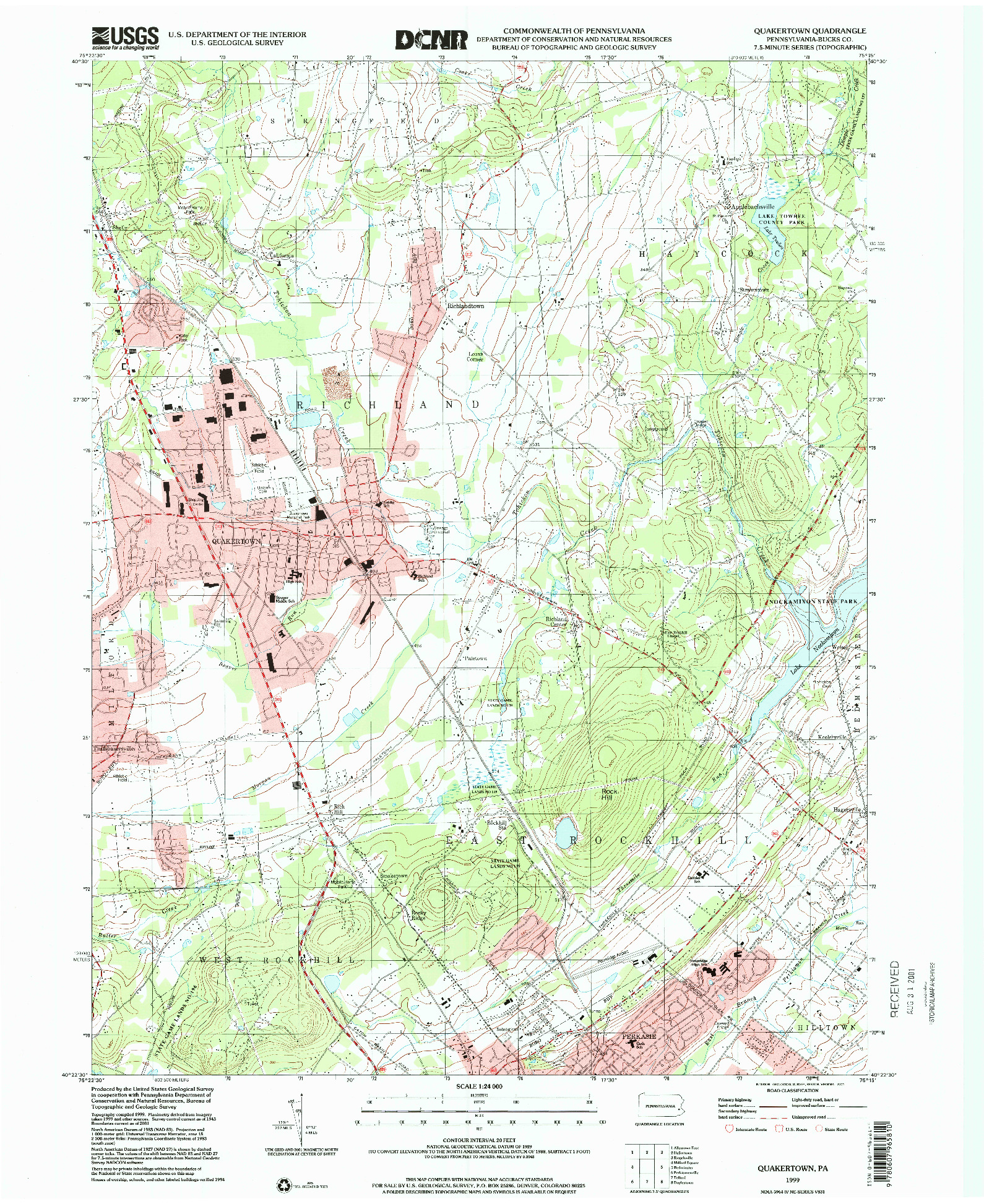 USGS 1:24000-SCALE QUADRANGLE FOR QUAKERTOWN, PA 1999