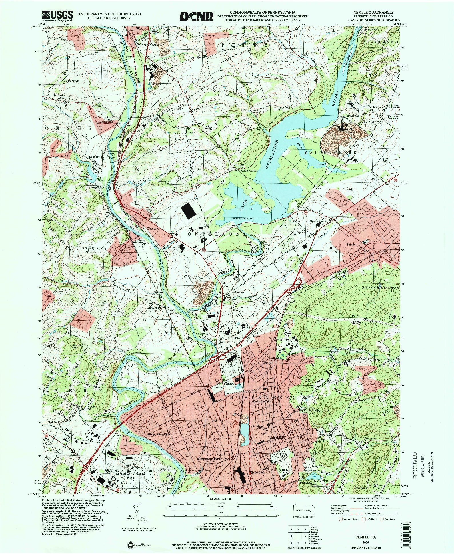 USGS 1:24000-SCALE QUADRANGLE FOR TEMPLE, PA 1999