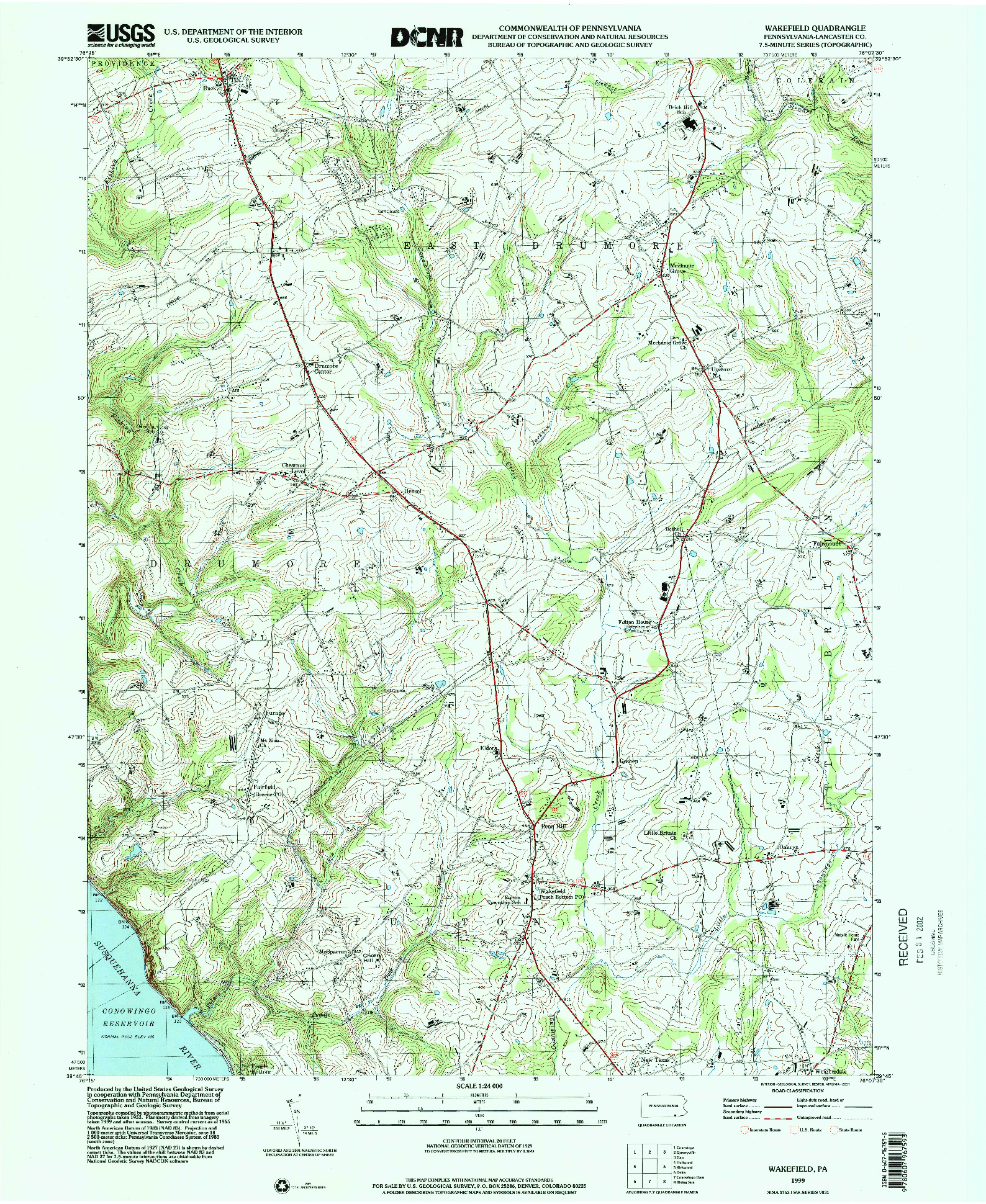 USGS 1:24000-SCALE QUADRANGLE FOR WAKEFIELD, PA 1999