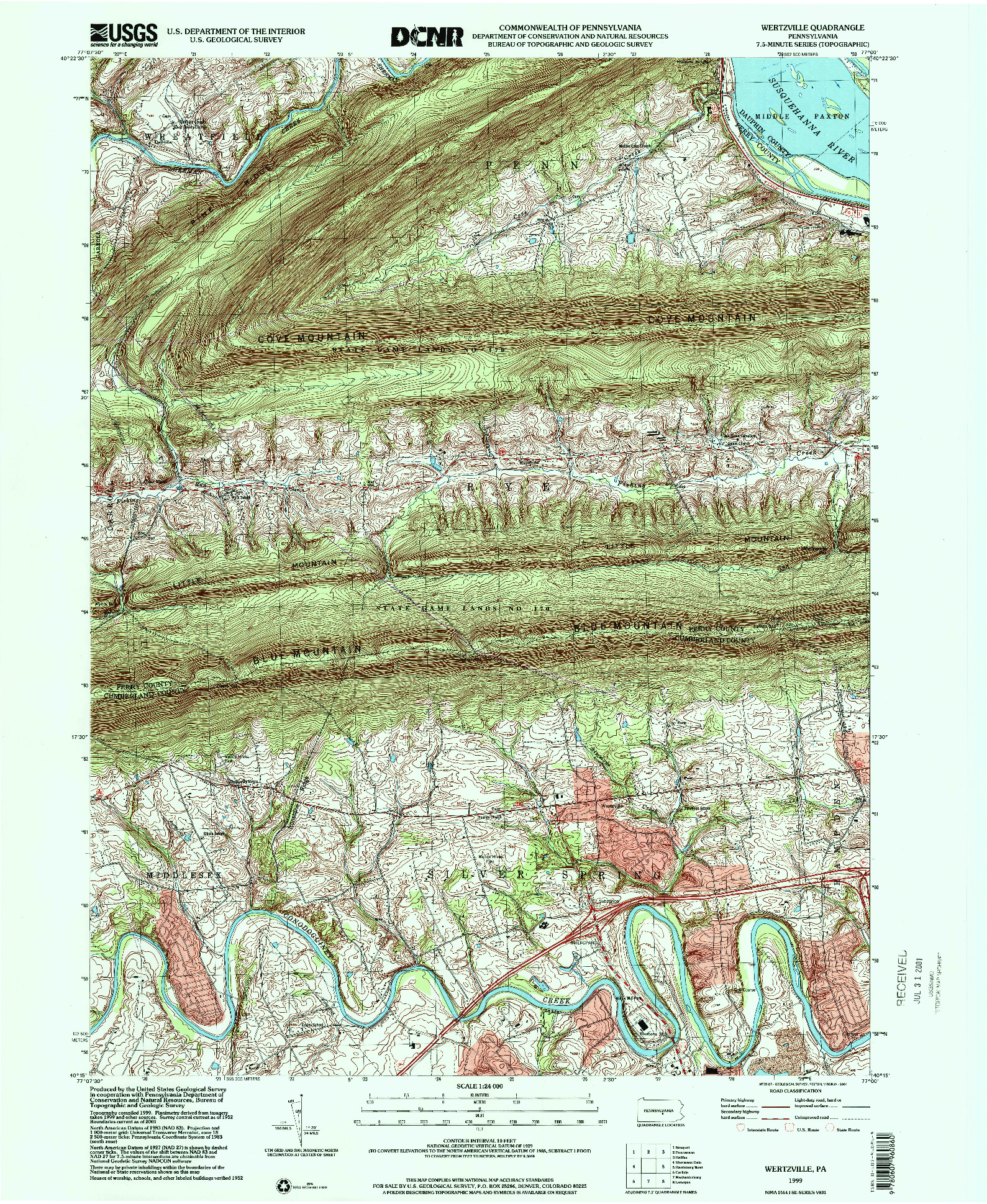 USGS 1:24000-SCALE QUADRANGLE FOR WERTZVILLE, PA 1999