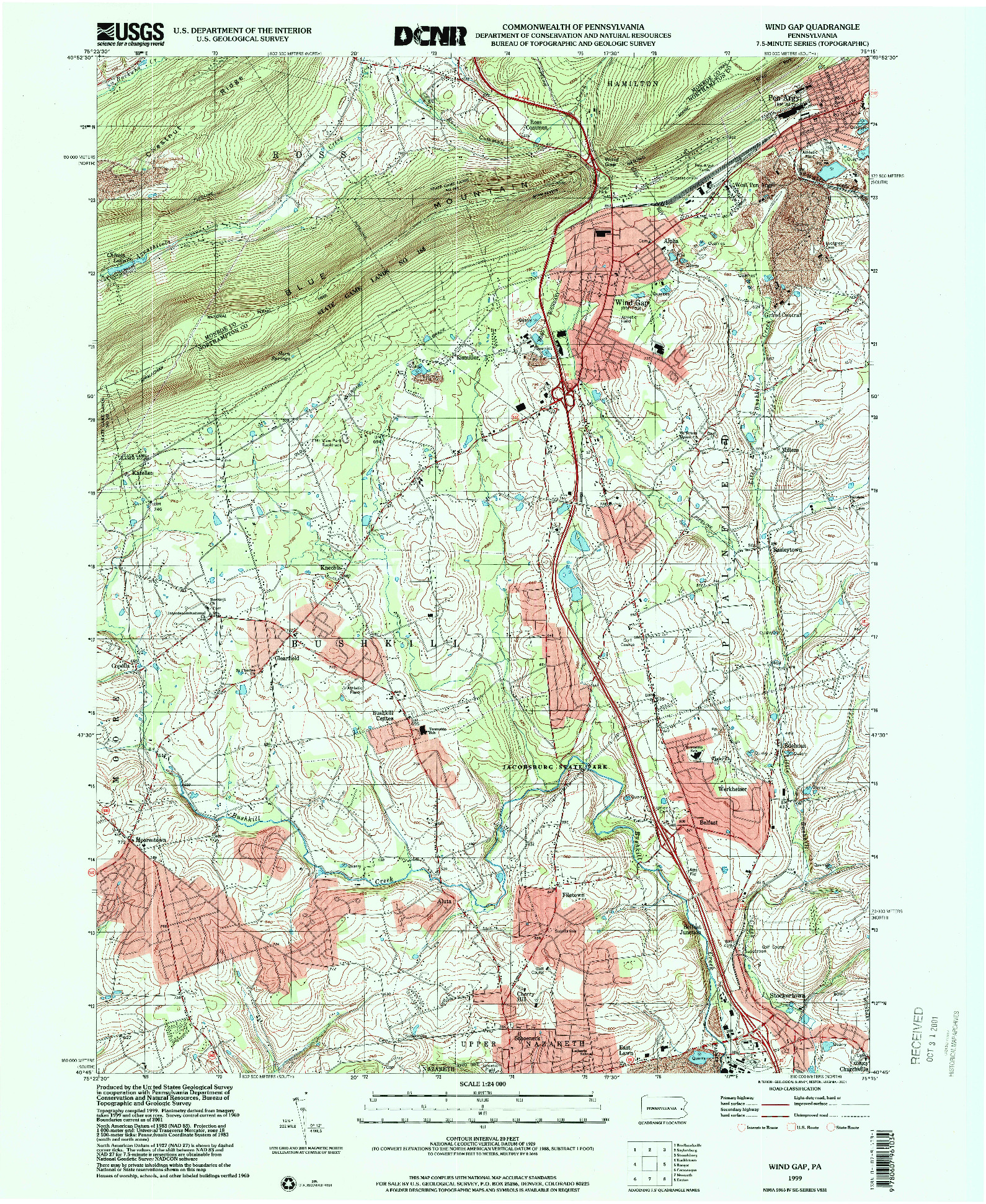 USGS 1:24000-SCALE QUADRANGLE FOR WIND GAP, PA 1999