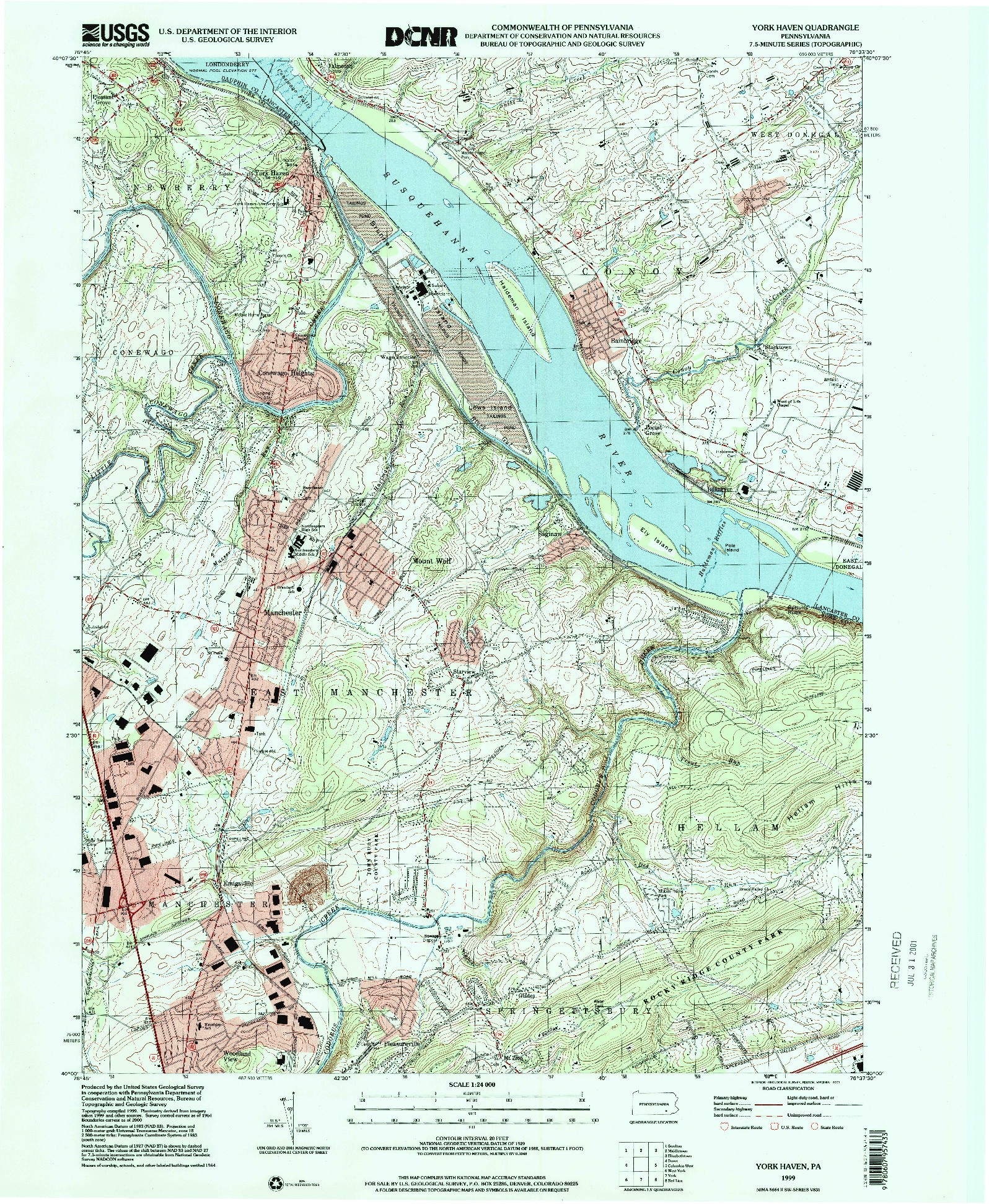 USGS 1:24000-SCALE QUADRANGLE FOR YORK HAVEN, PA 1999