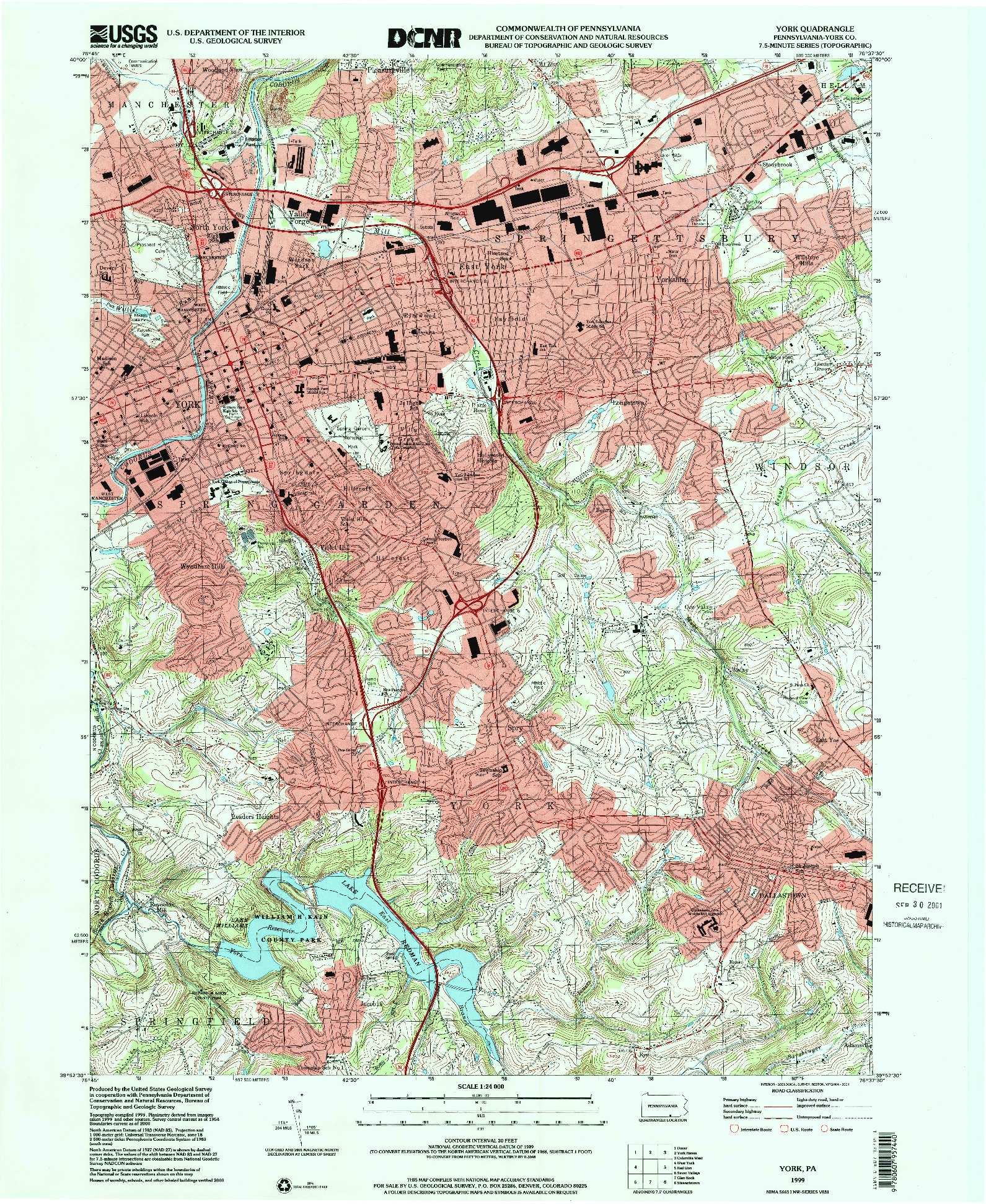 USGS 1:24000-SCALE QUADRANGLE FOR YORK, PA 1999