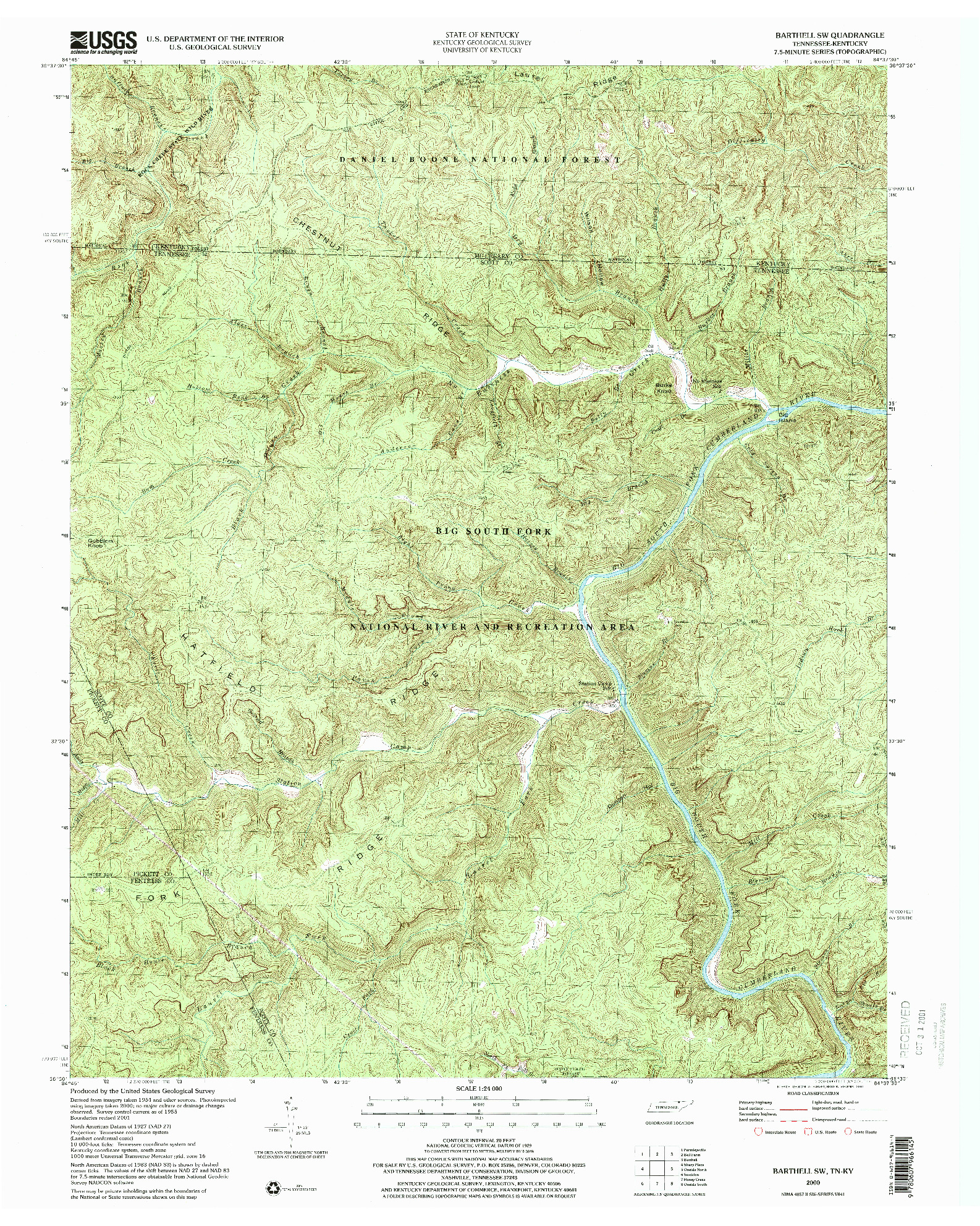 USGS 1:24000-SCALE QUADRANGLE FOR BARTHELL SW, TN 2000