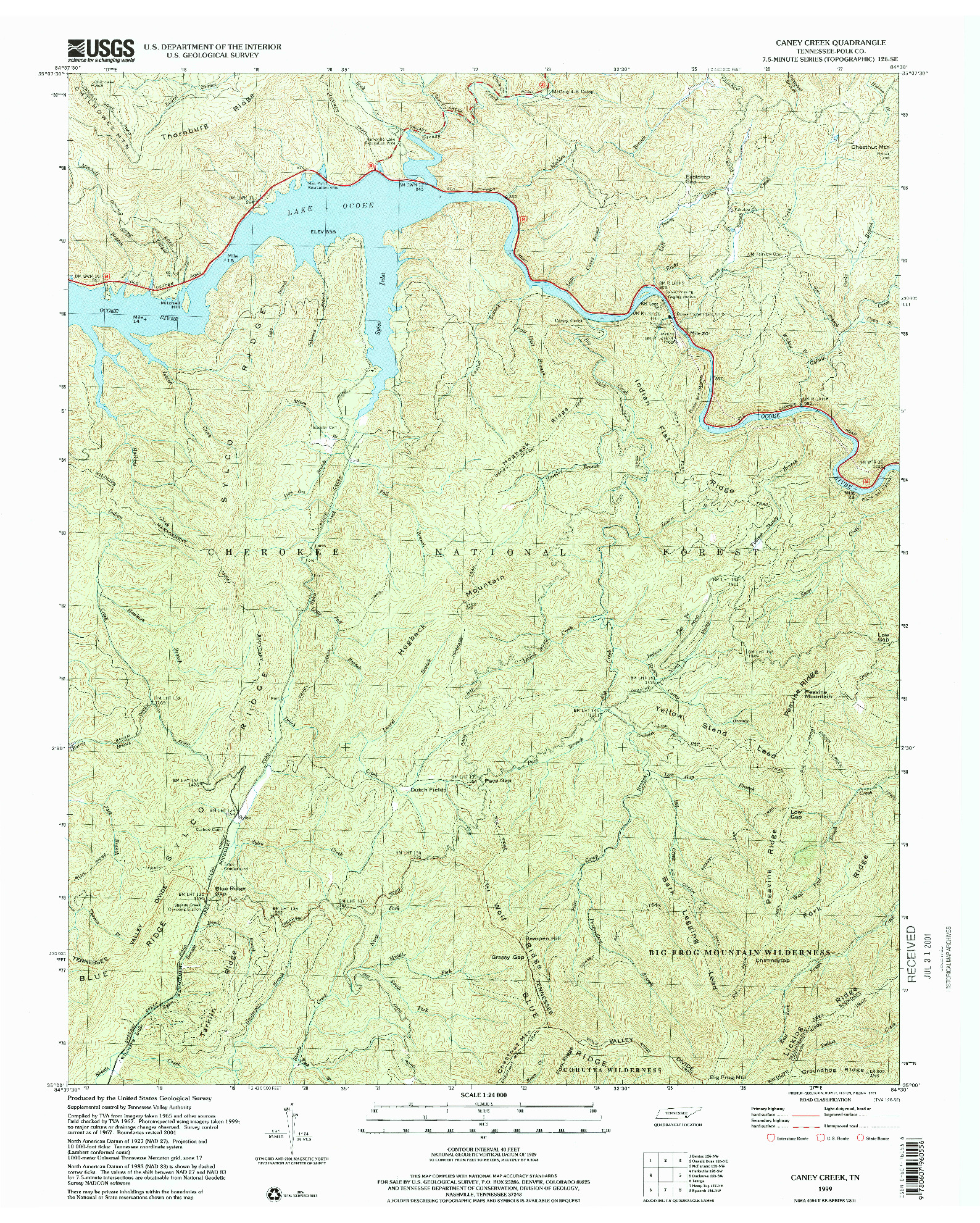USGS 1:24000-SCALE QUADRANGLE FOR CANEY CREEK, TN 1999