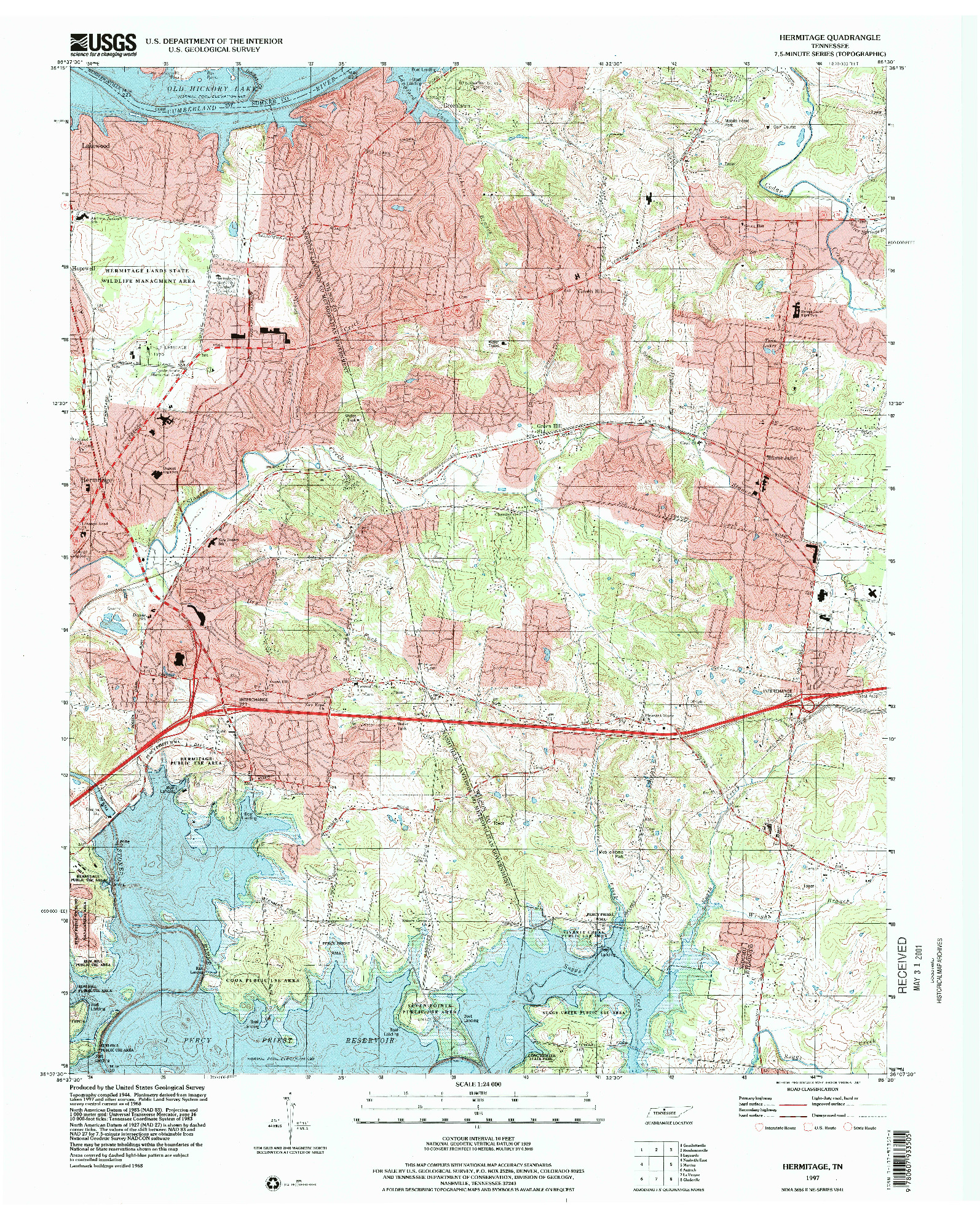 USGS 1:24000-SCALE QUADRANGLE FOR HERMITAGE, TN 1997