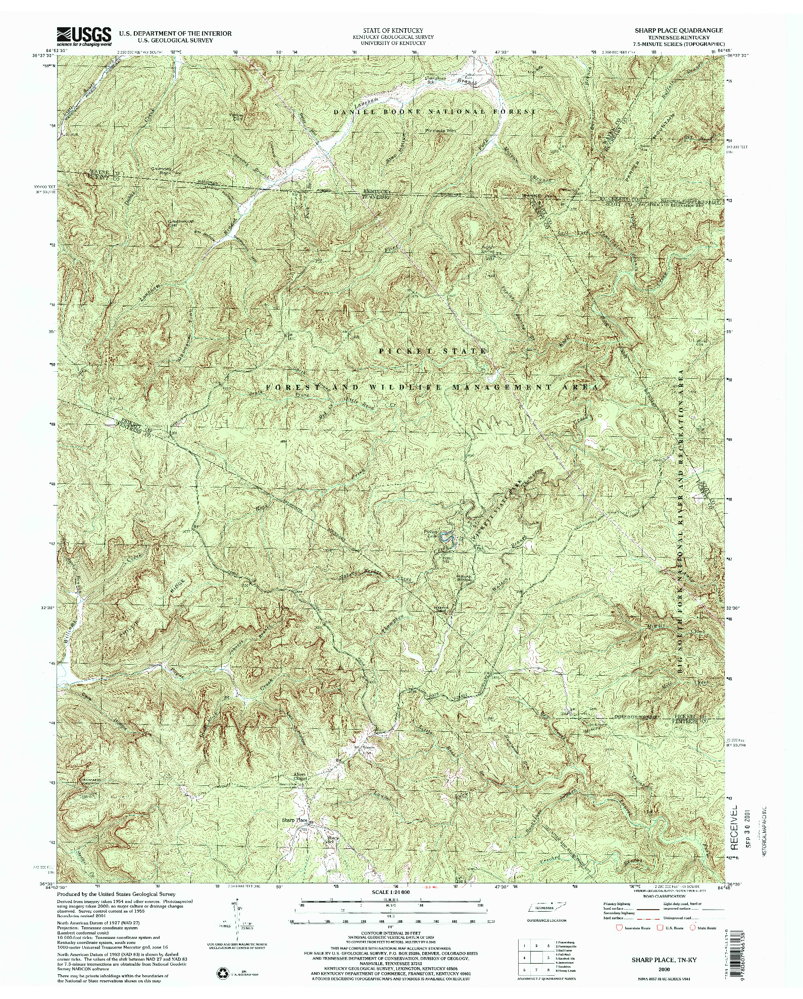 USGS 1:24000-SCALE QUADRANGLE FOR SHARP PLACE, TN 2000