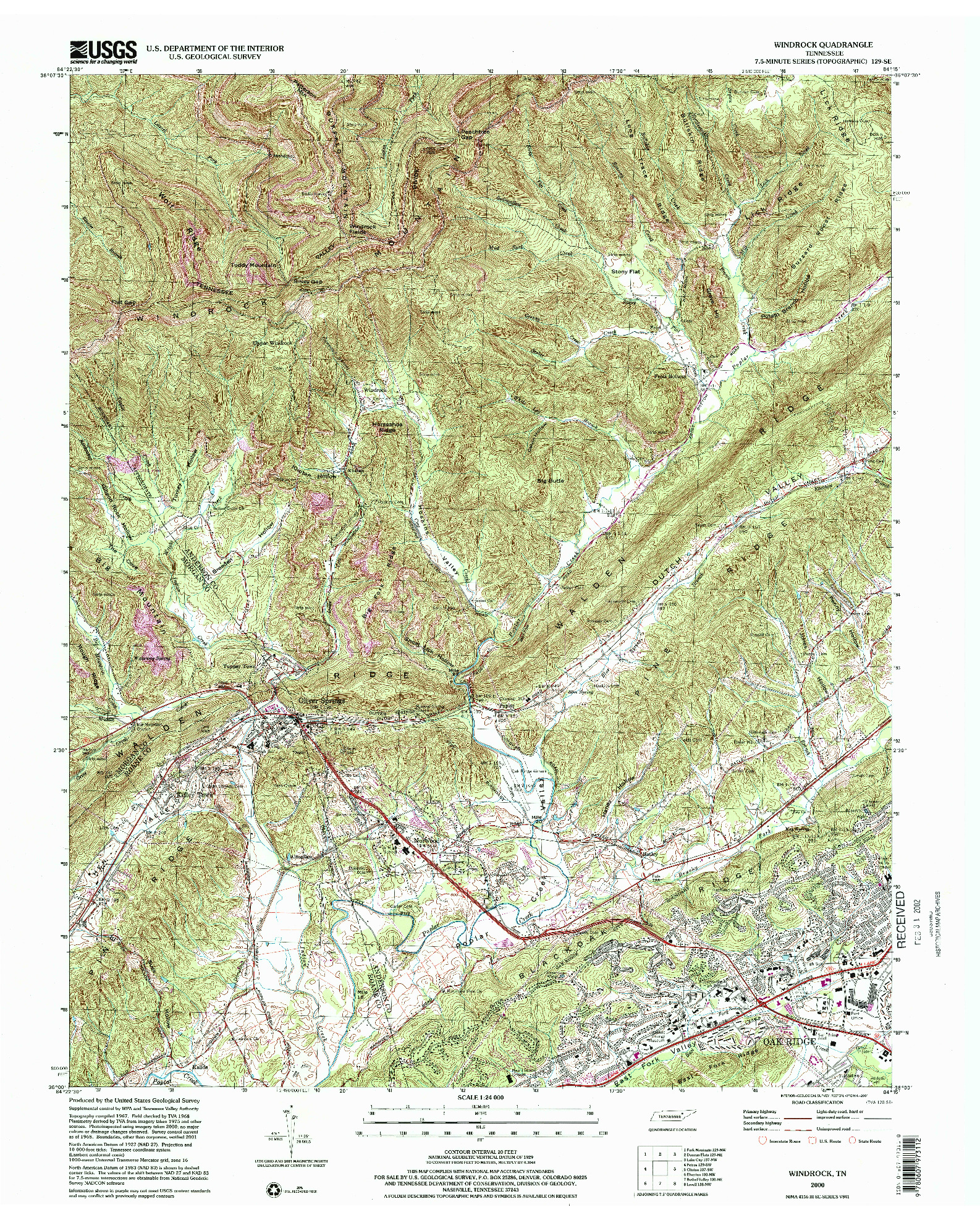 USGS 1:24000-SCALE QUADRANGLE FOR WINDROCK, TN 2000