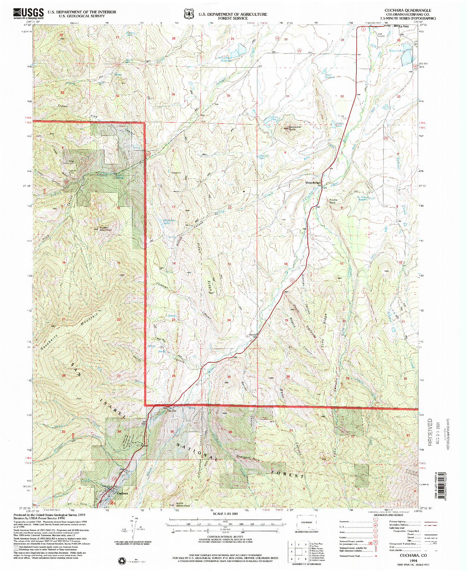 USGS 1:24000-SCALE QUADRANGLE FOR CUCHARA, CO 1994
