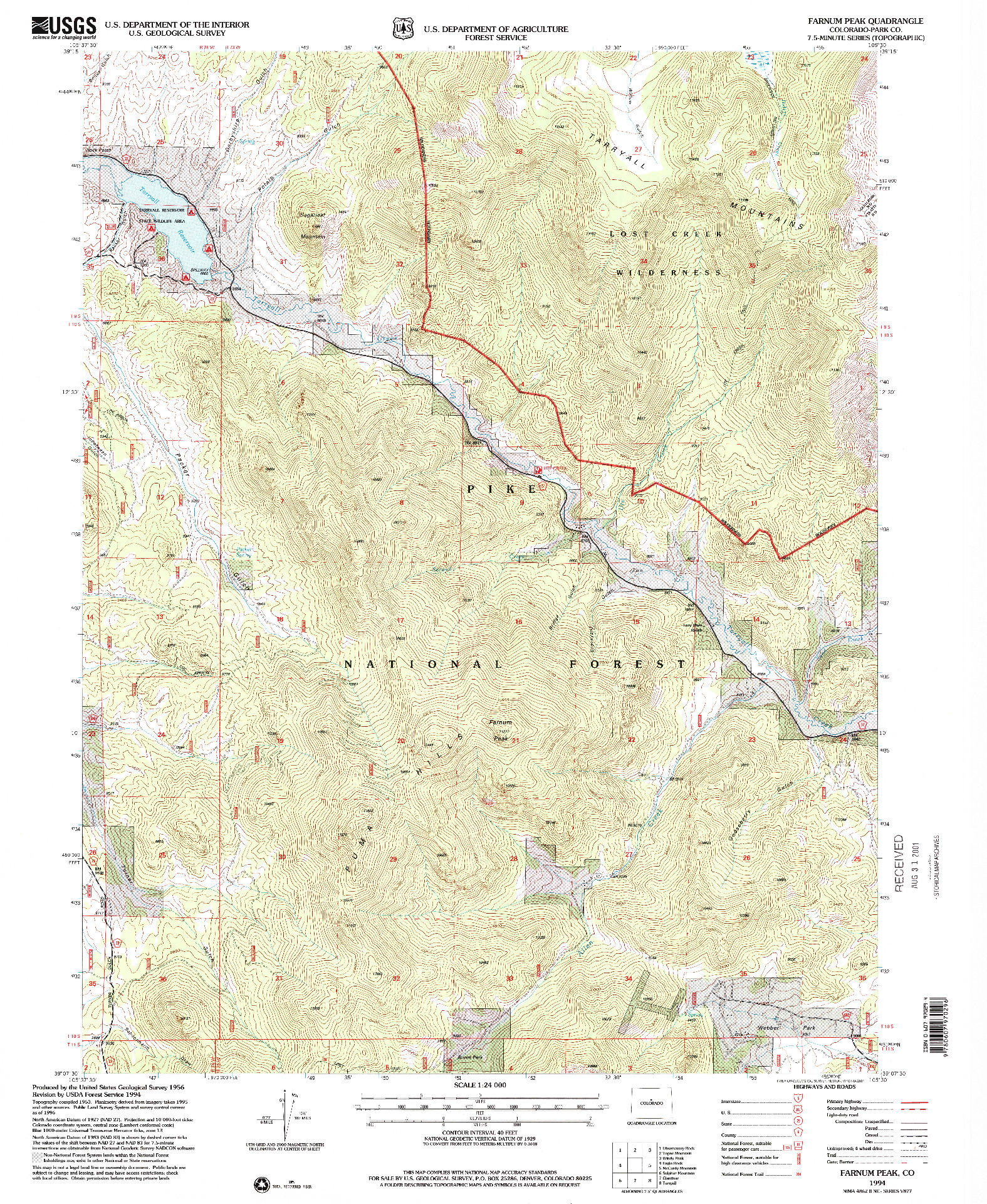 USGS 1:24000-SCALE QUADRANGLE FOR FARNUM PEAK, CO 1994