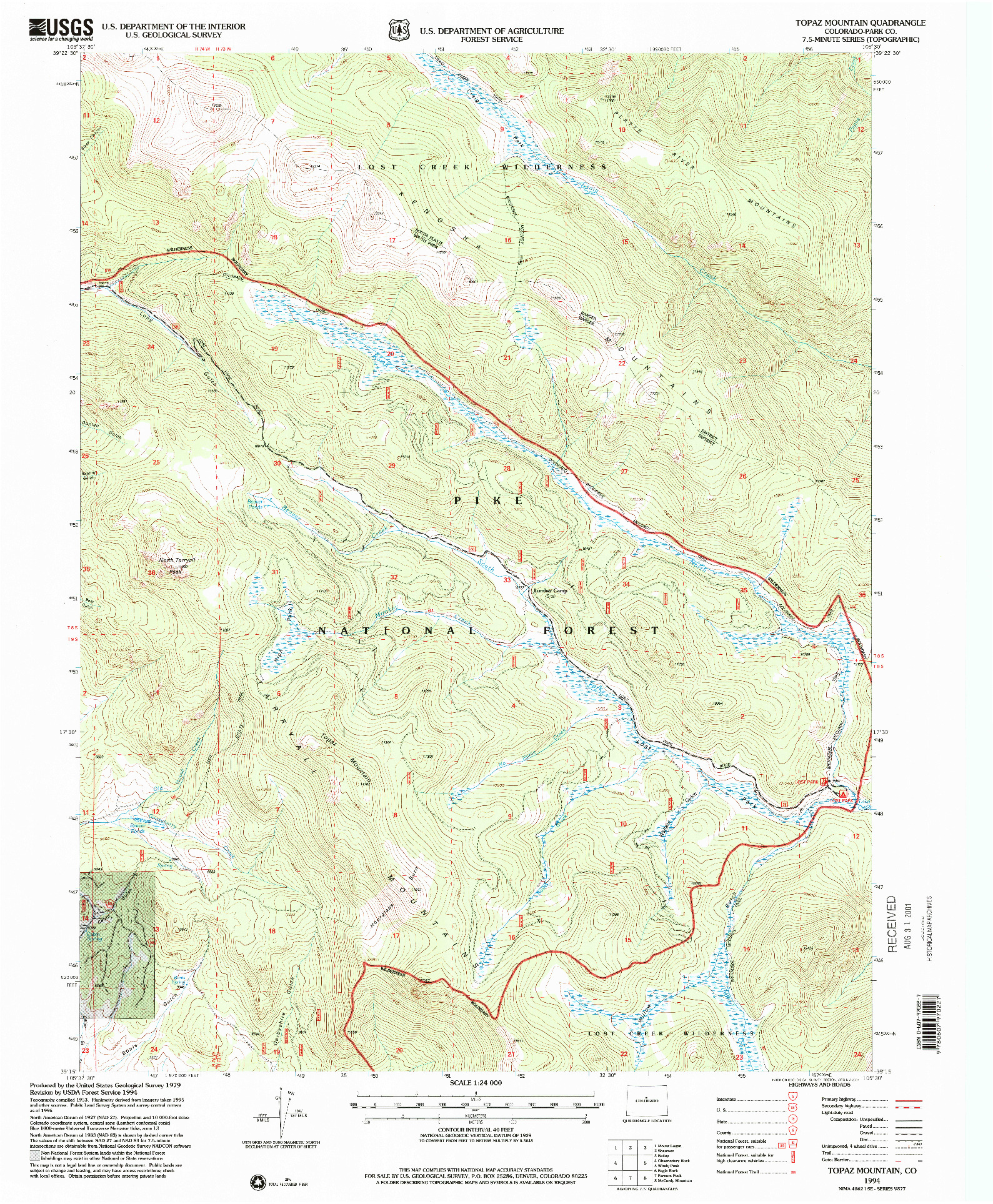 USGS 1:24000-SCALE QUADRANGLE FOR TOPAZ MOUNTAIN, CO 1994