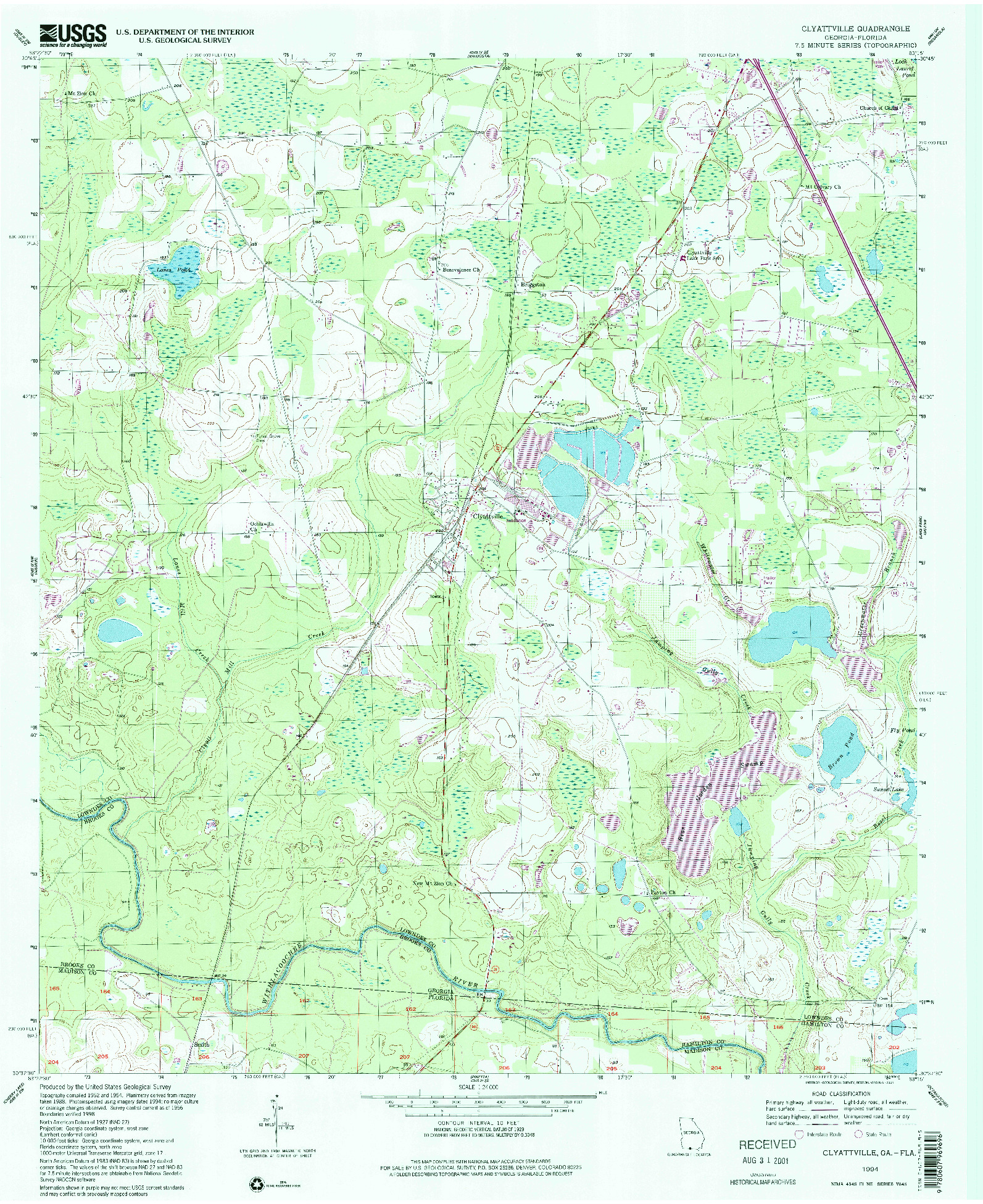 USGS 1:24000-SCALE QUADRANGLE FOR CLYATTVILLE, GA 1994