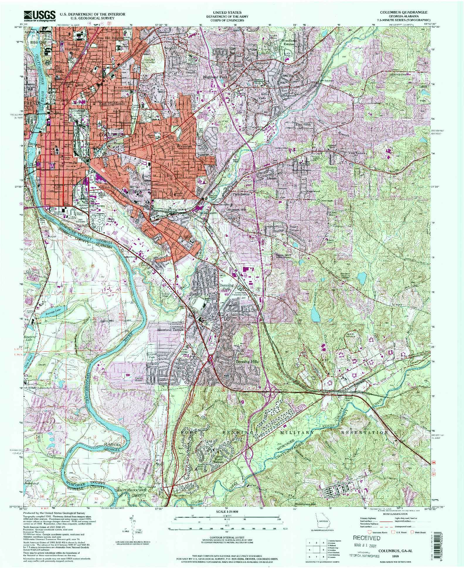 USGS 1:24000-SCALE QUADRANGLE FOR COLUMBUS, GA 1999