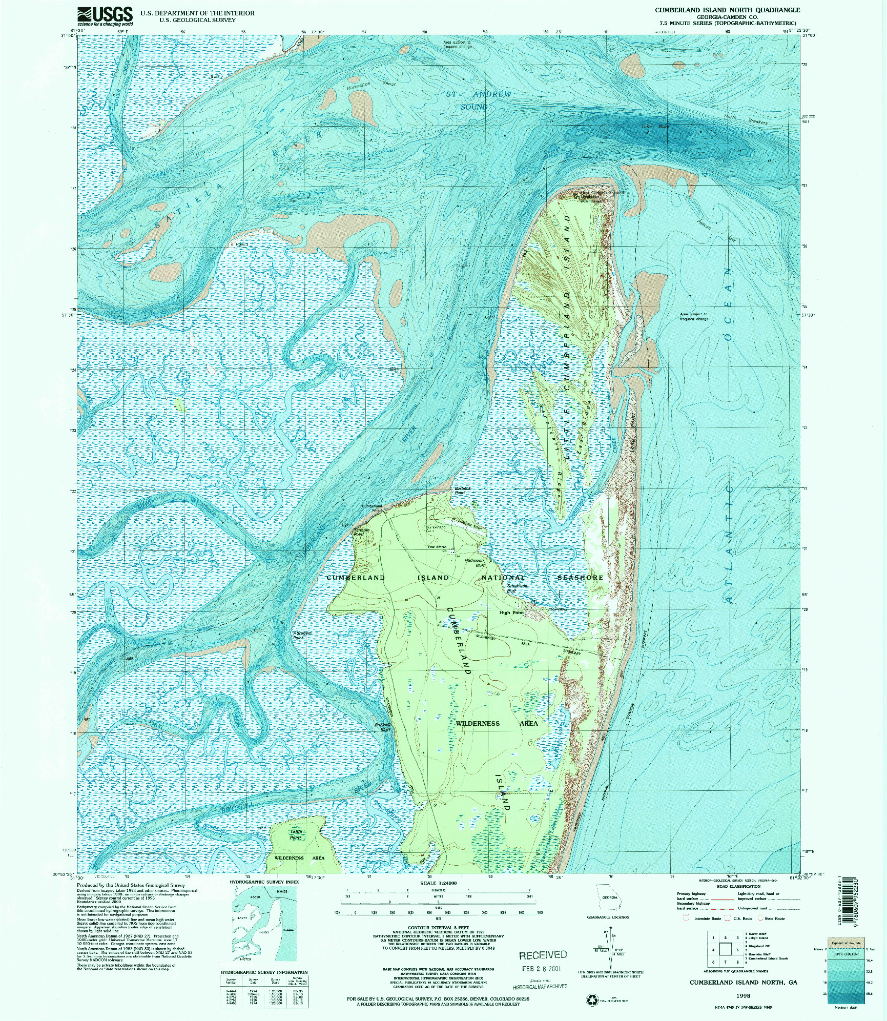 USGS 1:24000-SCALE QUADRANGLE FOR CUMBERLAND ISLAND NORTH, GA 1998
