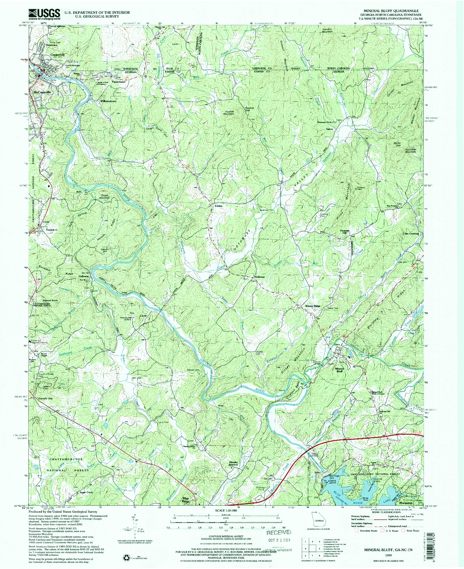 USGS 1:24000-SCALE QUADRANGLE FOR MINERAL BLUFF, GA 1999
